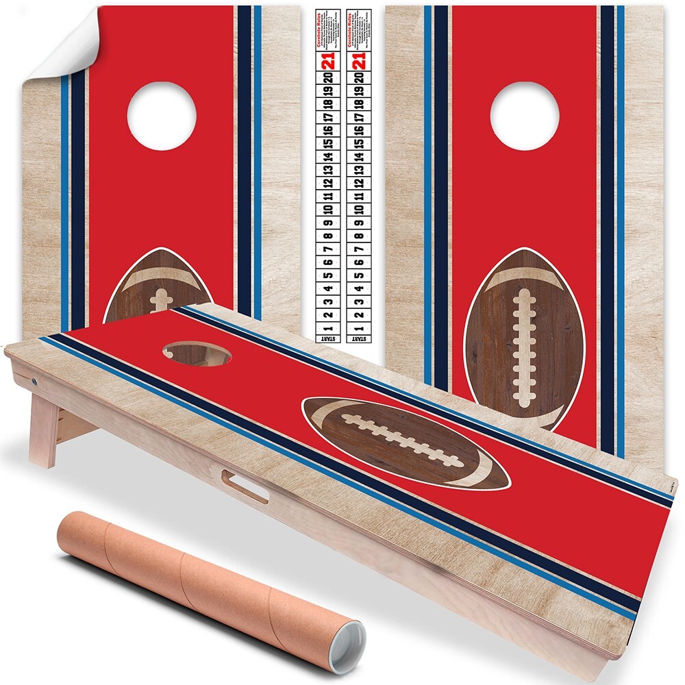 Crimson & Yale Blue Oxford, Mississippi Football Tailgating Cornhole Stickers