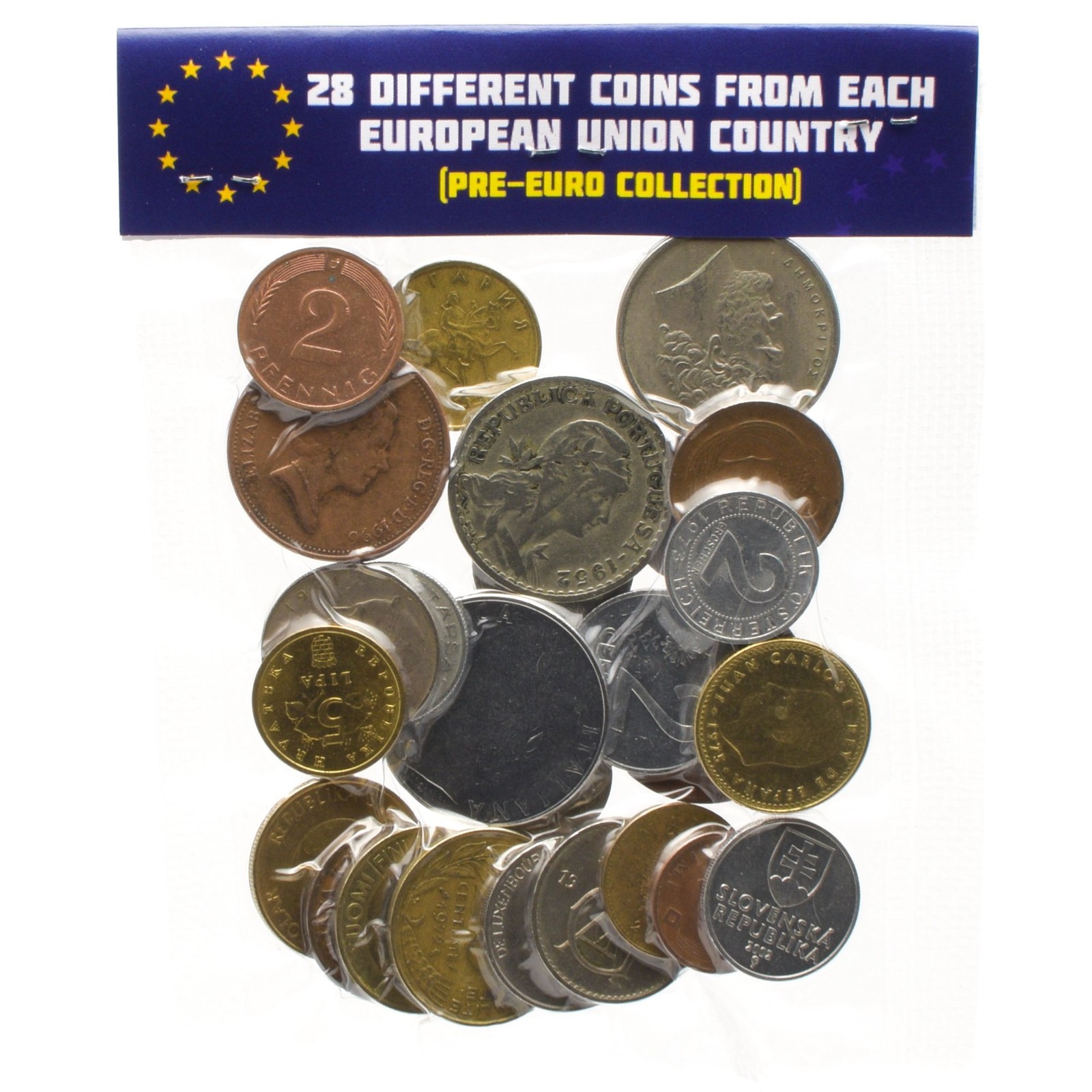 LOT of 28 Different EU Coins (PRE-Euro Collection) – Collectible, multicolor
