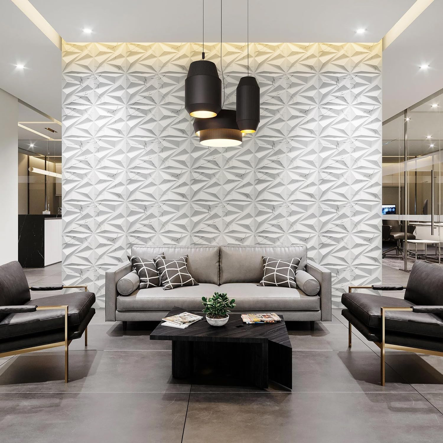 33 Pack 3D Wall Panels for Interior Wall Decor, 12»x12» Diamond Textured Wall