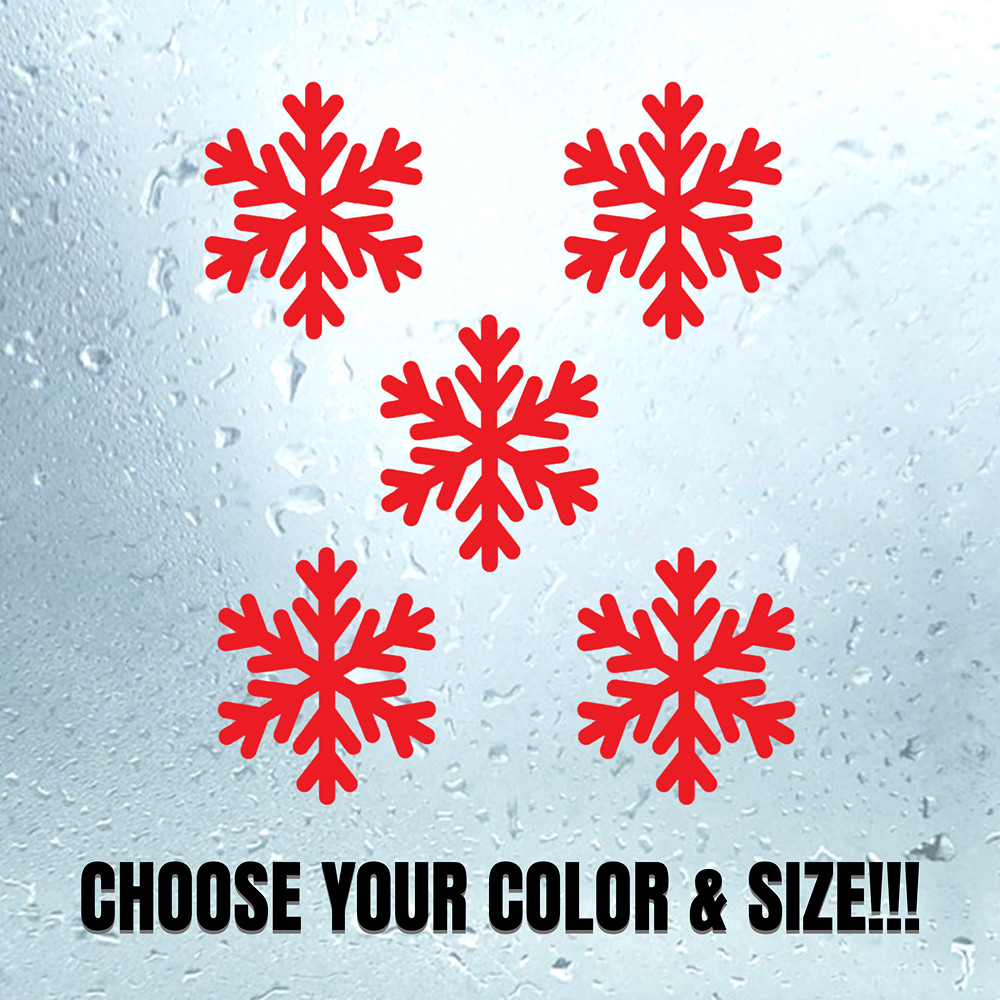 Set of 5 Snowflakes Vinyl Die Cut Decal Sticker – Cold Christmas holiday Winter