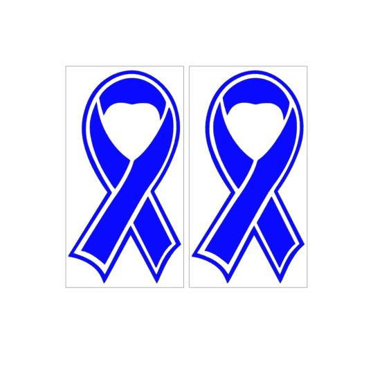 2 -2.25″x4″Dk Blue Ribbon-COLON Cancer Awareness-Vinyl Decal sticker cell device