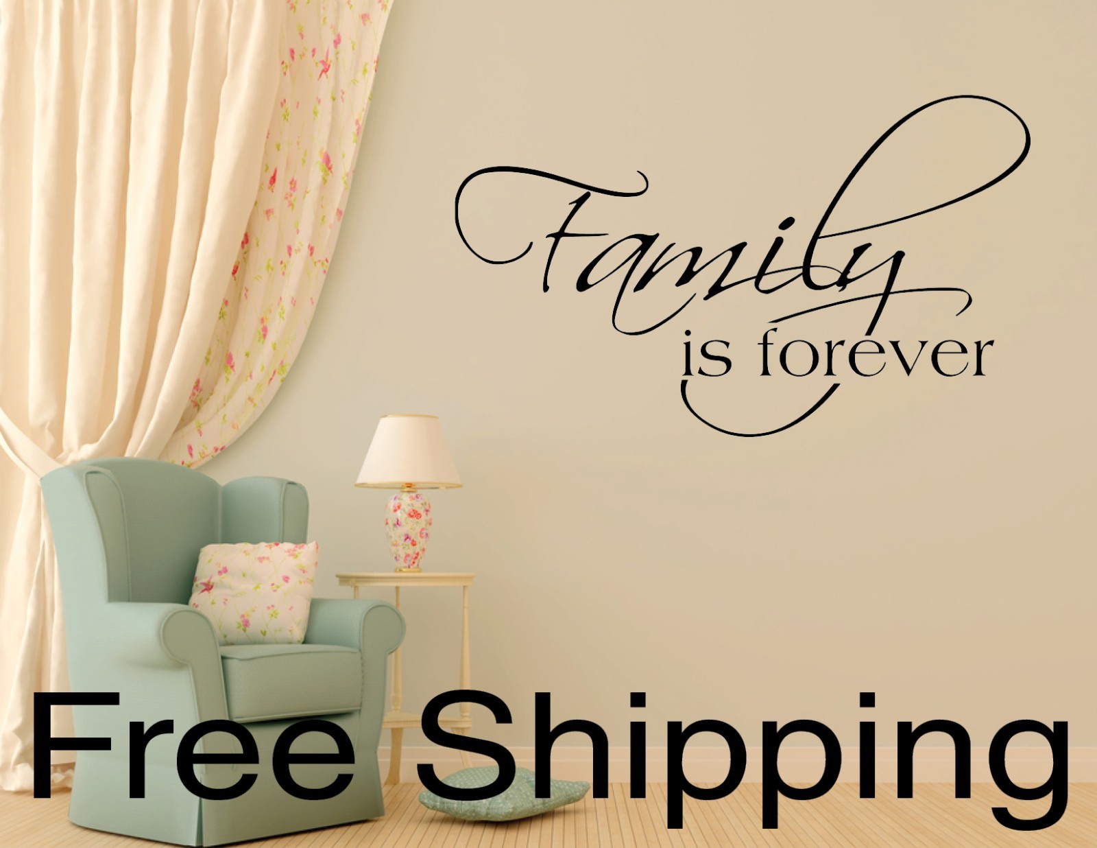 FAMILY IS FOREVER wall vinyl sticker inspirational art romantic quote 12 COLORS