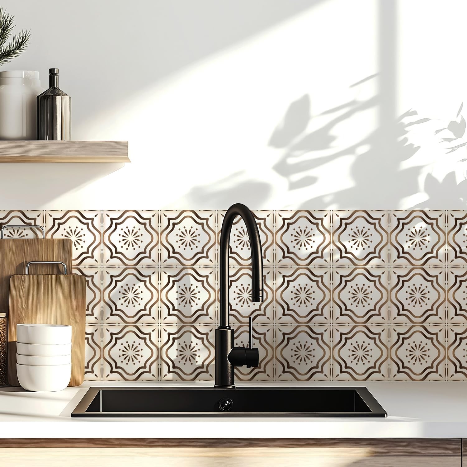 30 Count Moroccan Tile Decals 4 in – Self Adhesive Vinyl Wall Stickers, Water…