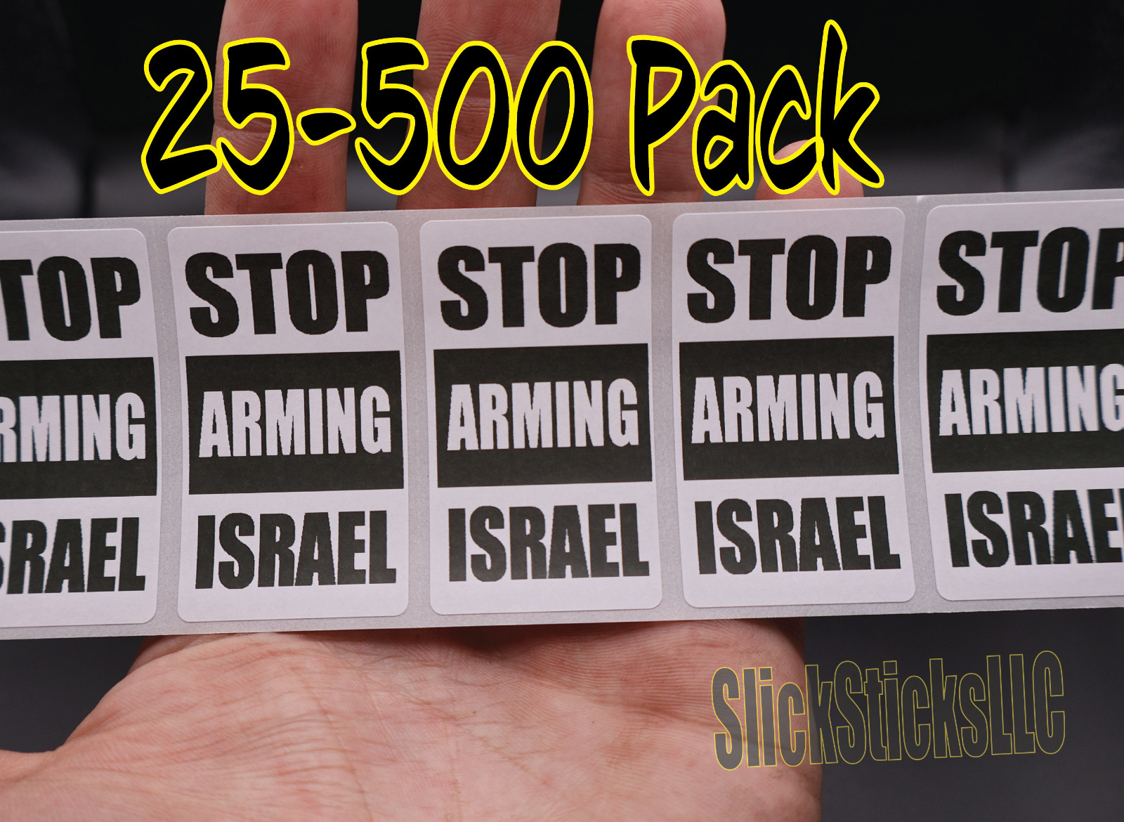 «STOP ARMING ISRAEL» 25-500 Pack stickers bulk labels free Palestine end war