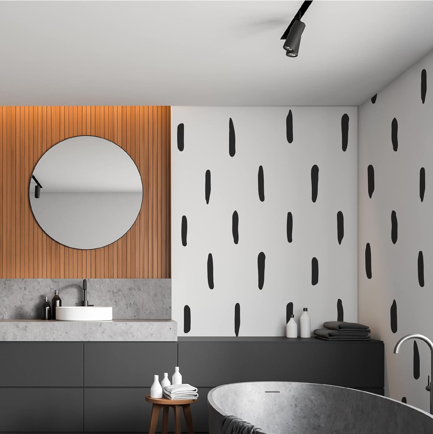 Black Thick Irregular Line Vinyl Abstract Wall Decals, Peel and Stick