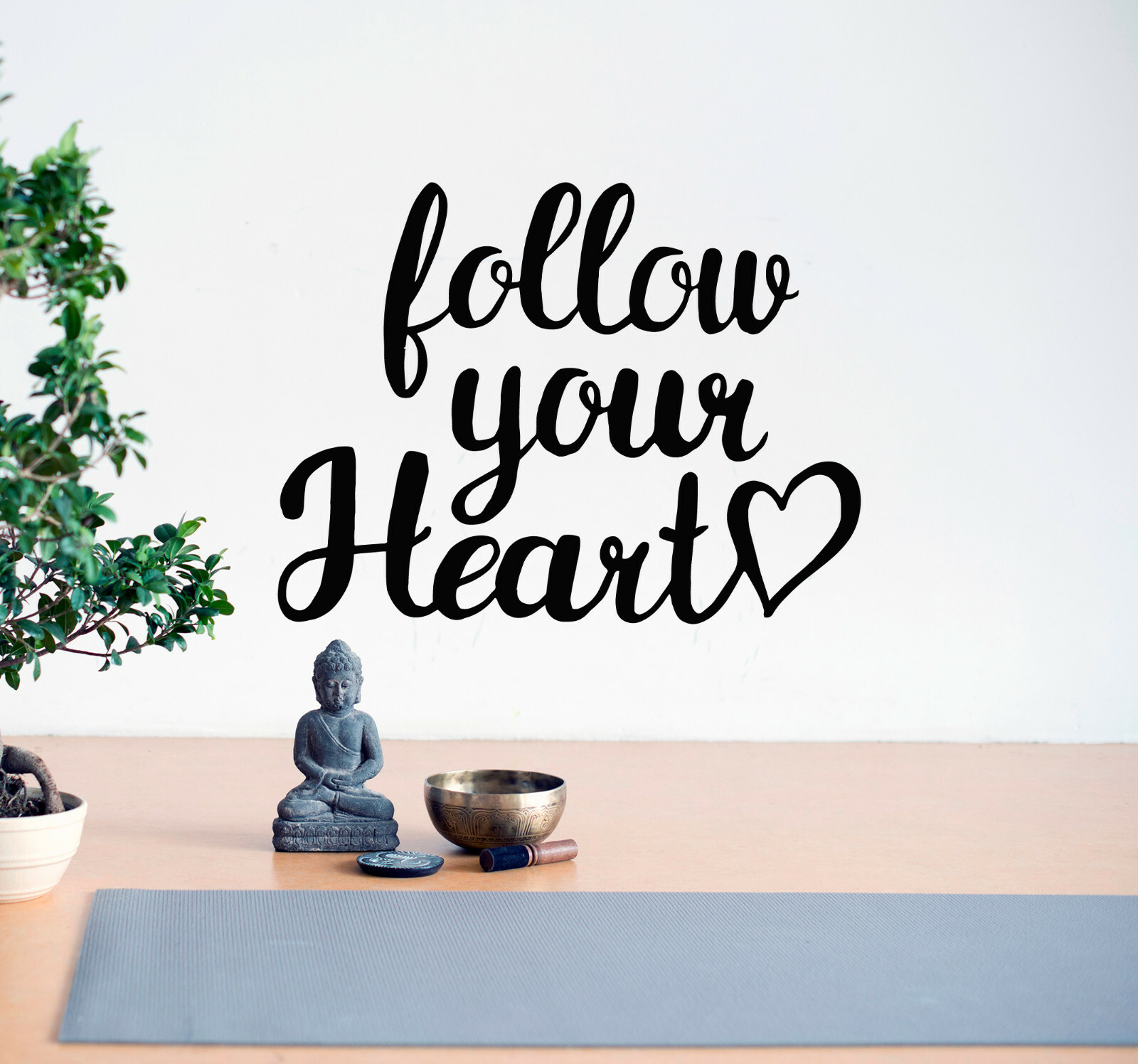 Vinyl Wall Decal Follow Your Heart Romantic Words Stickers 22.5 in x 17 in gz148