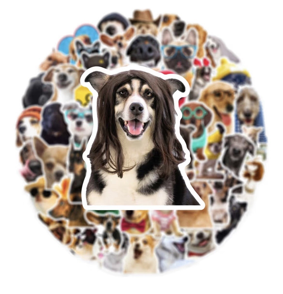 50pcs Funny Dog Stickers Puppy Animal Decals Waterproof Vinyl Gifts for Laptop