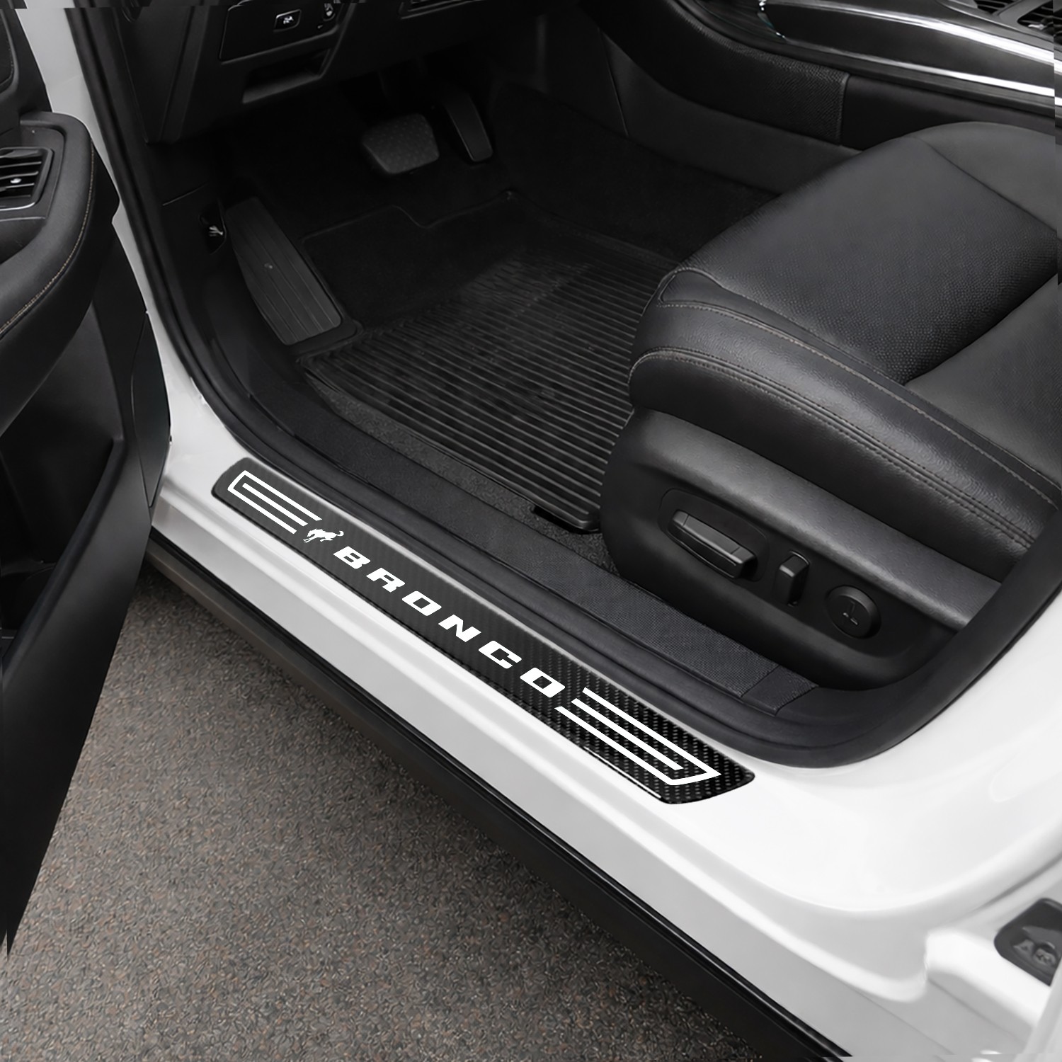 Ford Bronco X-Large Black Carbon Fiber 4 Pcs Universal Door Sill Plates