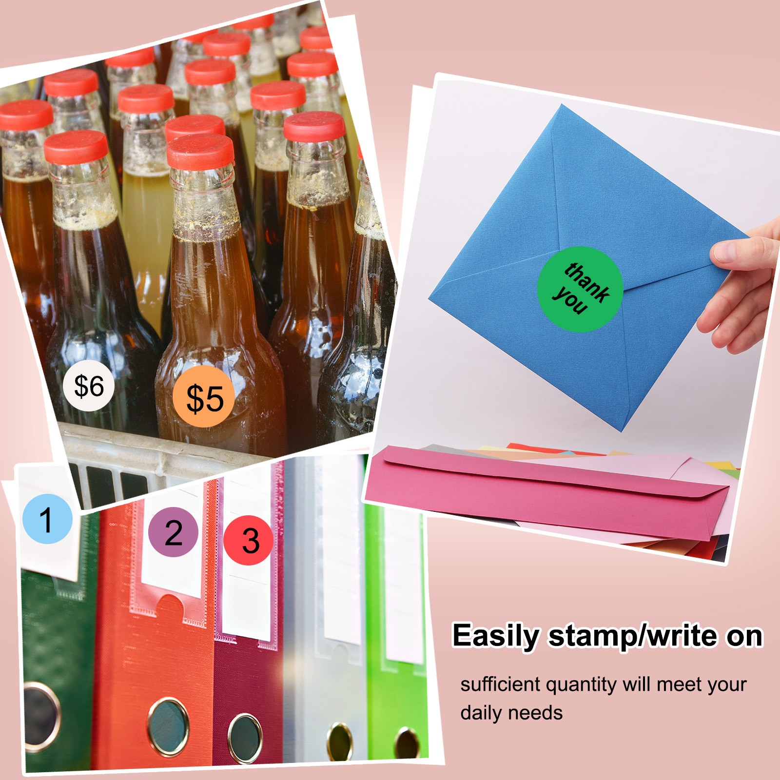 1.5 Inch Round Thermal Label Stickers for Business, Red (2Rolls/Total 1000Pcs)