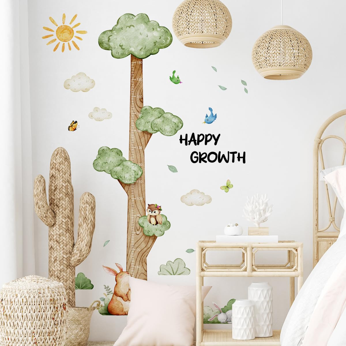 3D Cartoon Height Growth Chart for Kids Wall Stickers Removable DIY Jungle Anima