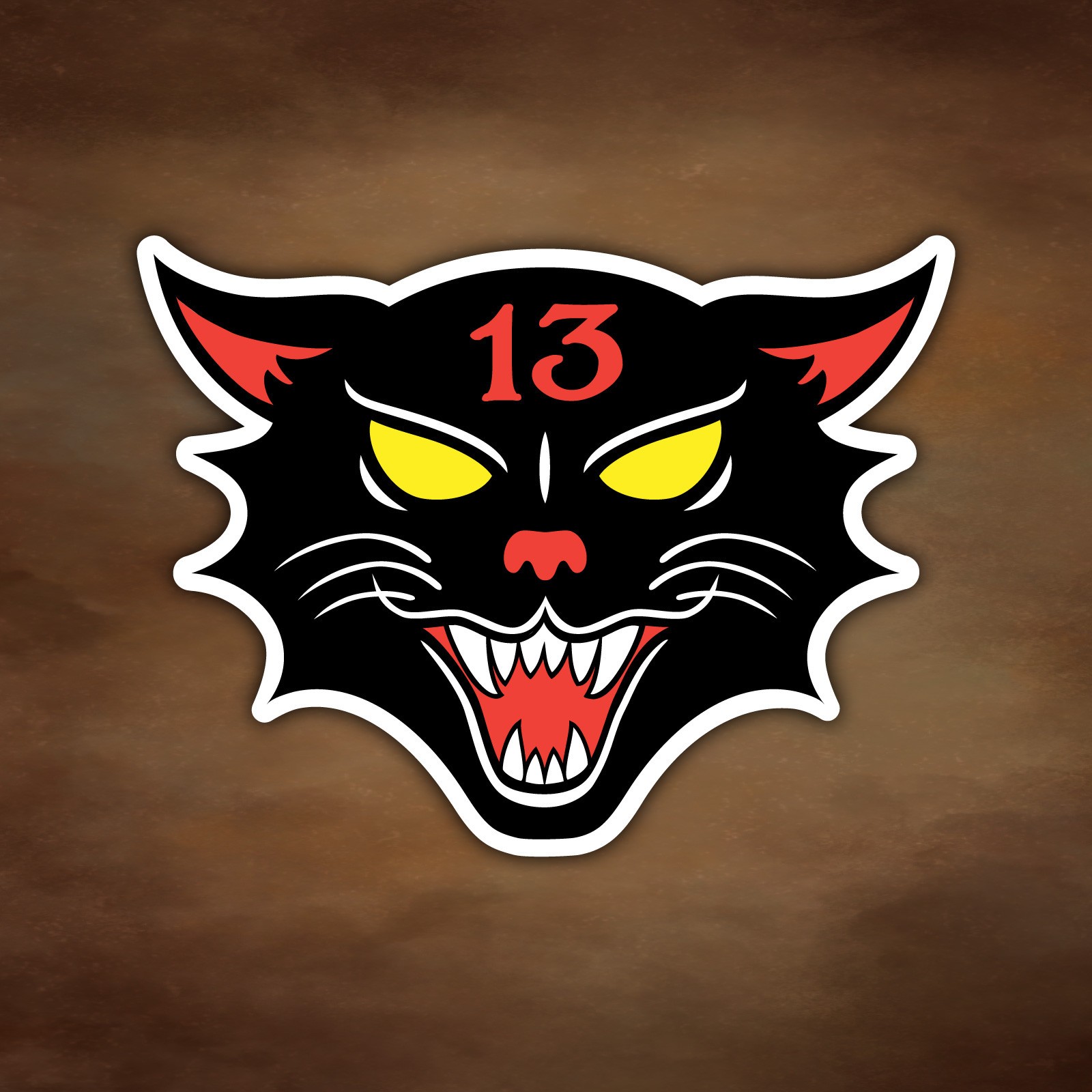 Black Cat Vinyl Sticker | Lucky 13 Decal | Hissing Cat Sticker | Horror Cat