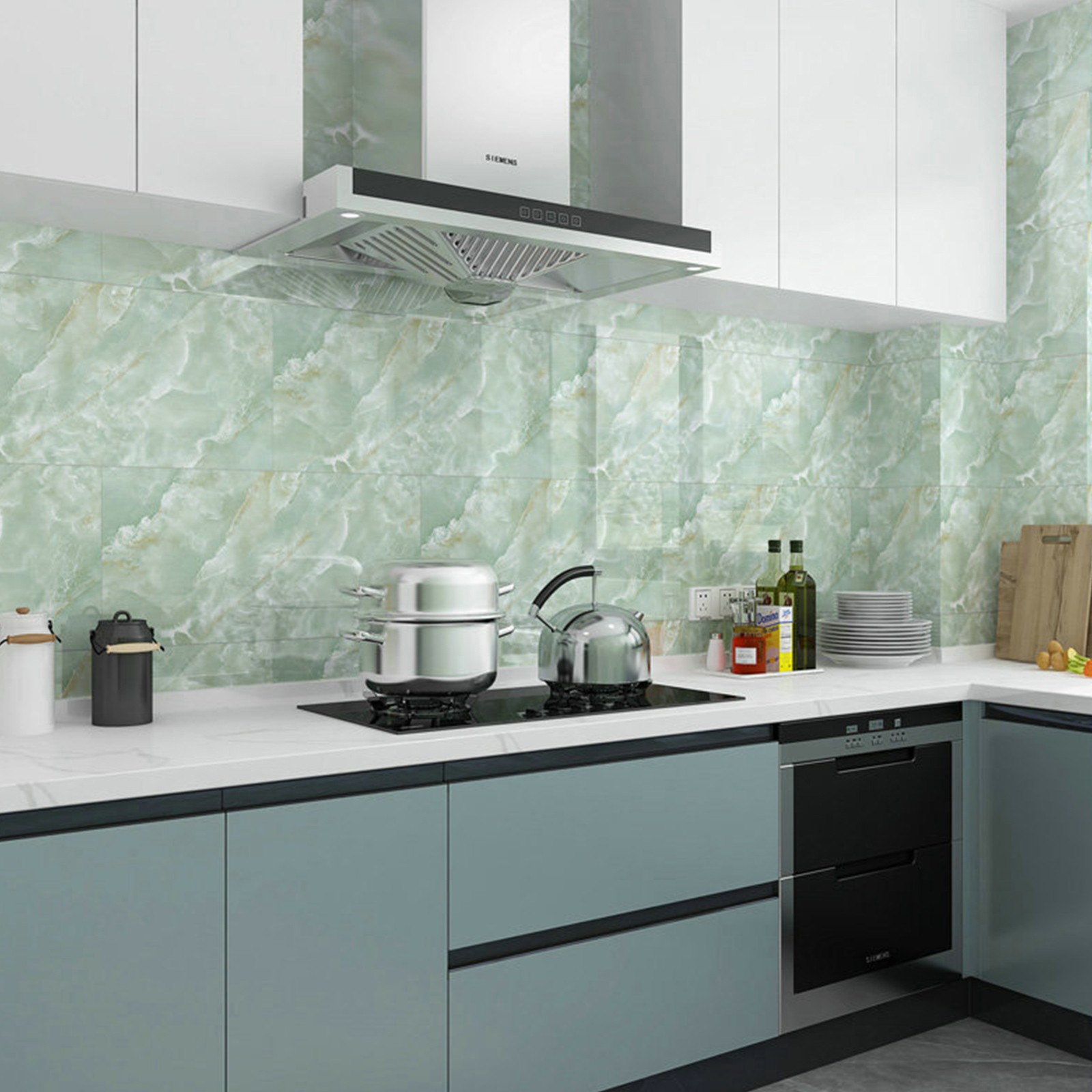 Marble Tile Stickers 60x30cm Self Adhesive Wall Tiles Waterproof Peel and Stick