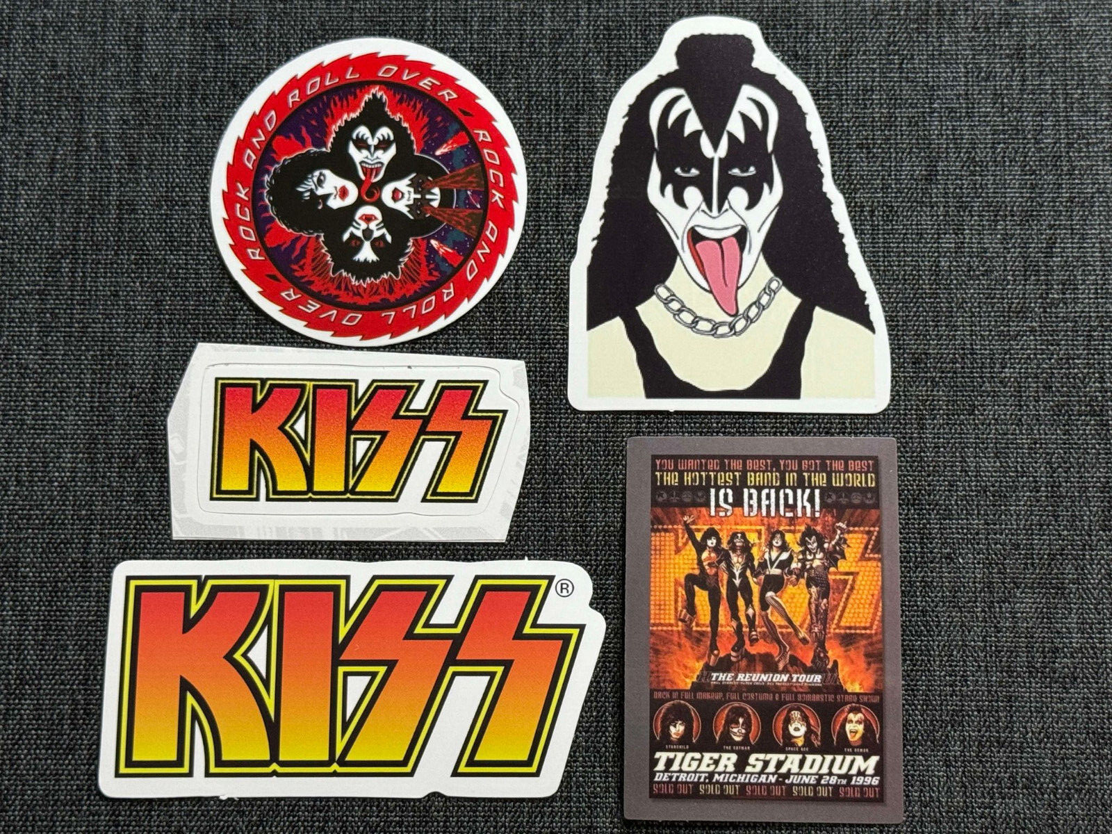 Lot (5) KISS 1″ to 3 1/4″ Band Logo STICKERS Fast! FREE SHIP Gene Peter Paul ACE