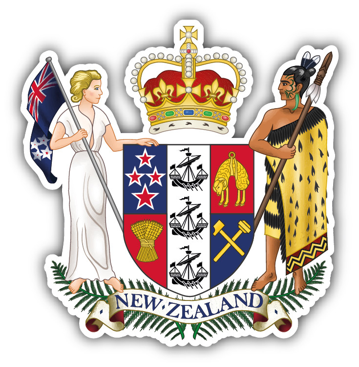 New Zealand Coat Of Arms Car Bumper Sticker Decal – 3» or 5»