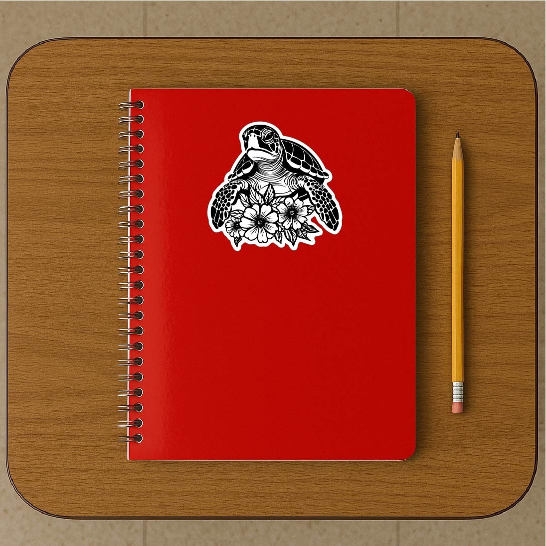 Sea Turtle & Hibiscus Decal Sticker Ocean Wildlife Life Beach Tropical Hawaii