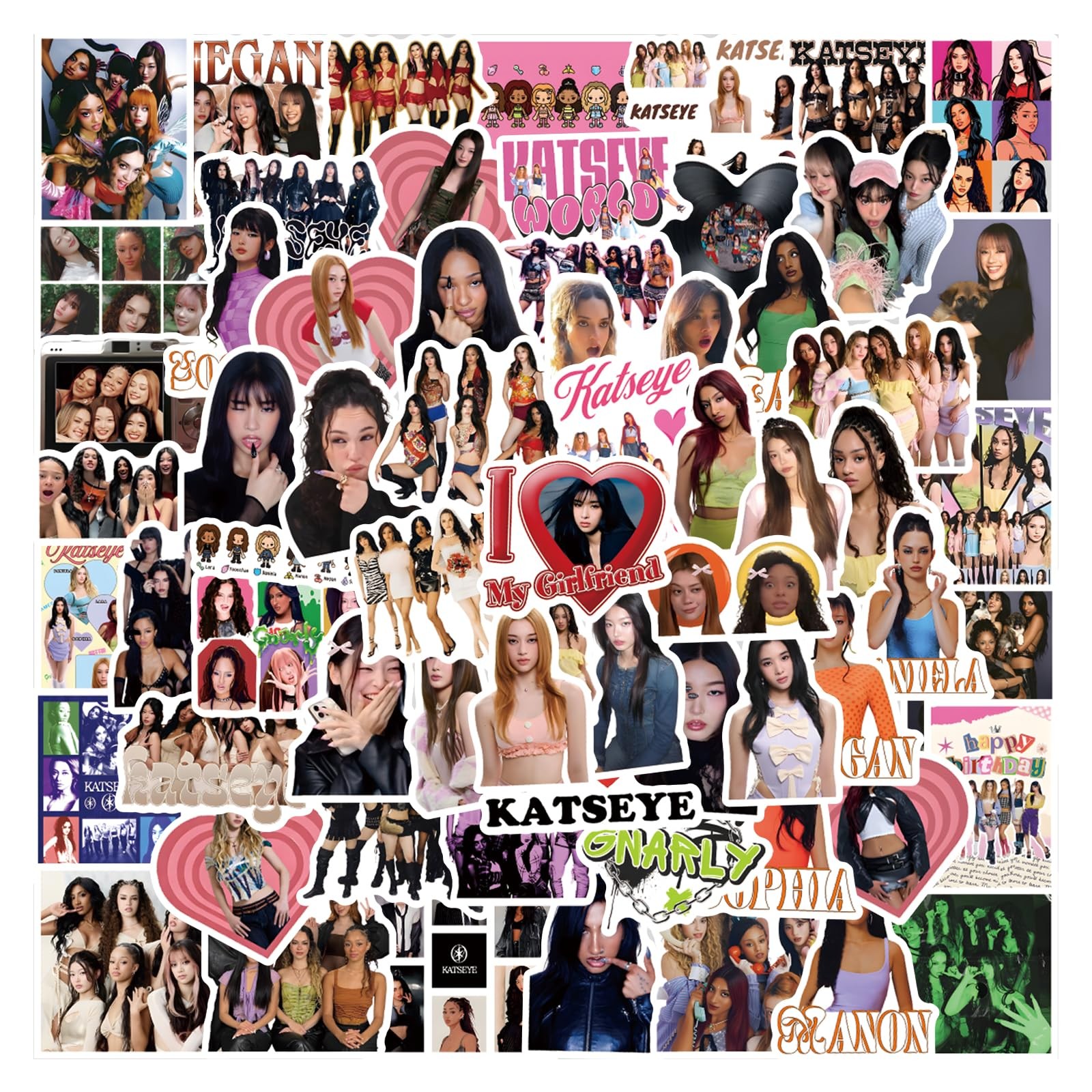 120 PCS KATSEYE Stickers, Waterproof Vinyl Pop Korean Girls Stickers for Laptop