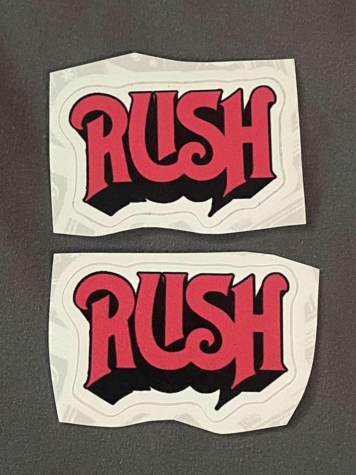 Lot of (2) RUSH Band Logo STICKERS 1 1/4″ x 1 7/8″ FREE SHIP! Peart Lee Rushmore