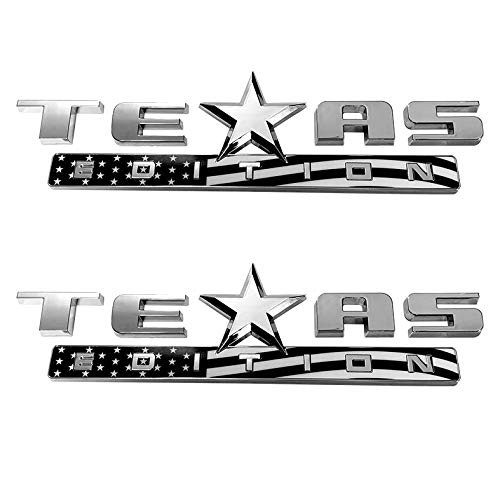 1PC/2PC/3PC Texas Edition Emblem Decal Black American Flag & Silver 2 Count