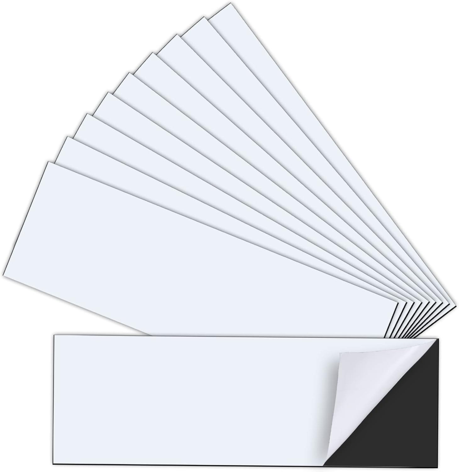 10 Pack 12″ X 4″ Bumper Sticker Magnets with Self Adhesive Flexible Magnetic Bum