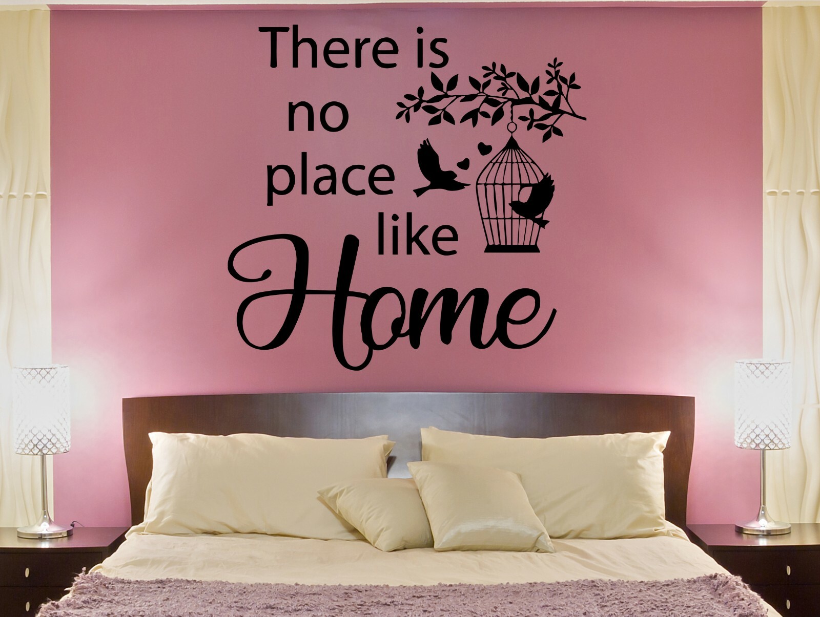 Wall Decal Quote Words Home Birds Romance Love Heart Vinyl Sticker (ed1472)