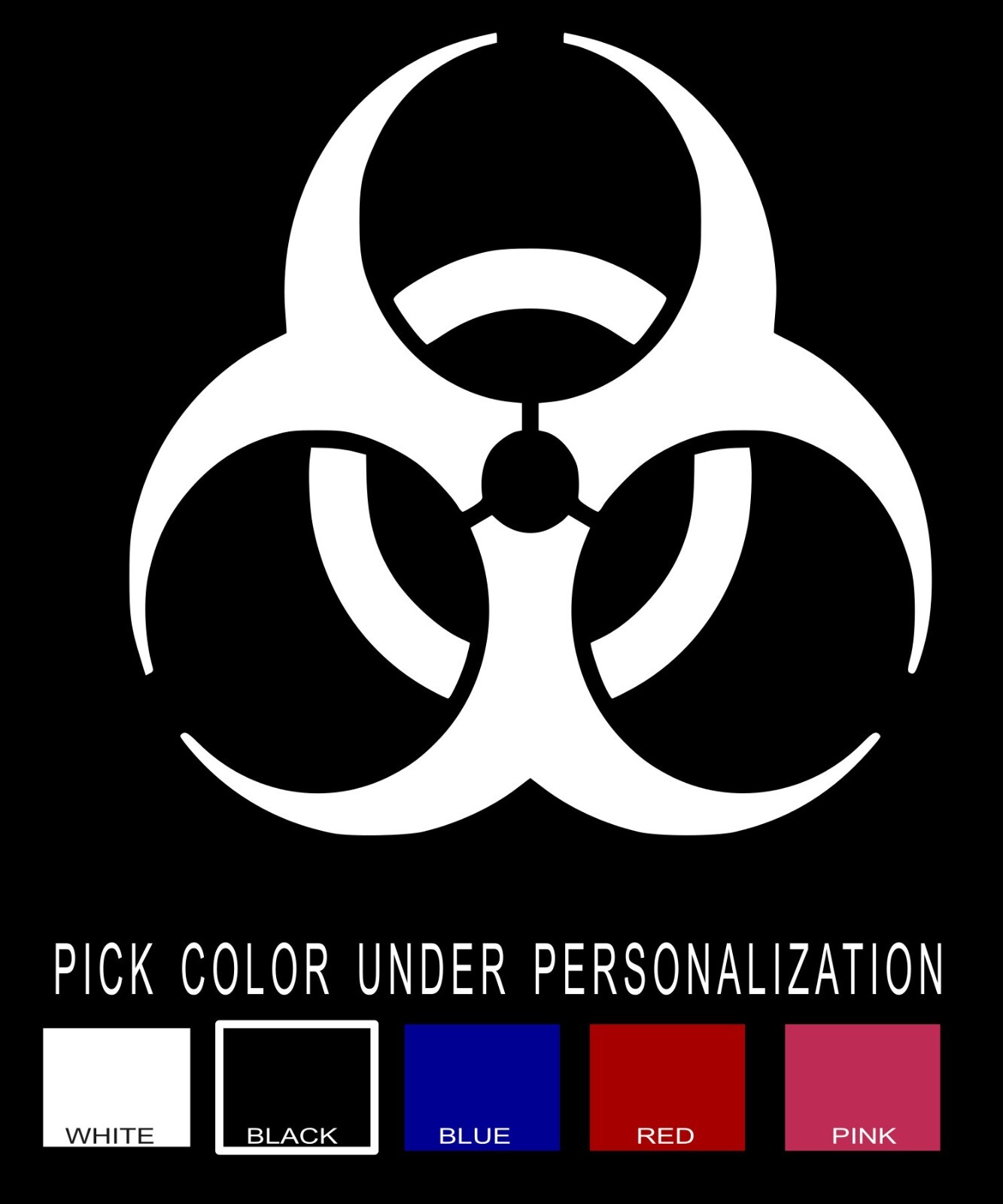 Biohazard Symbol Vinyl Wall Decal, large sizes, you pick color
