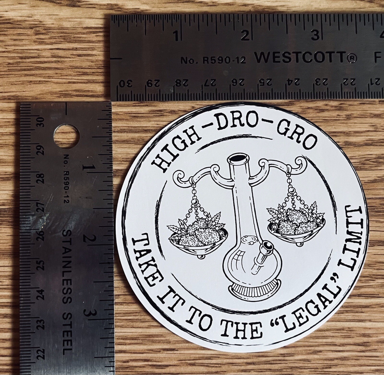 HIGH-DRO-GRO 3.5” Round Print Marijuana Cannabis Glossy Decal Sticker