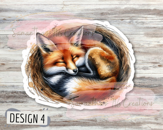 Fox Watercolor Vinyl Stickers 3″ For Laptops, Etc. Indoor, Water Resistant