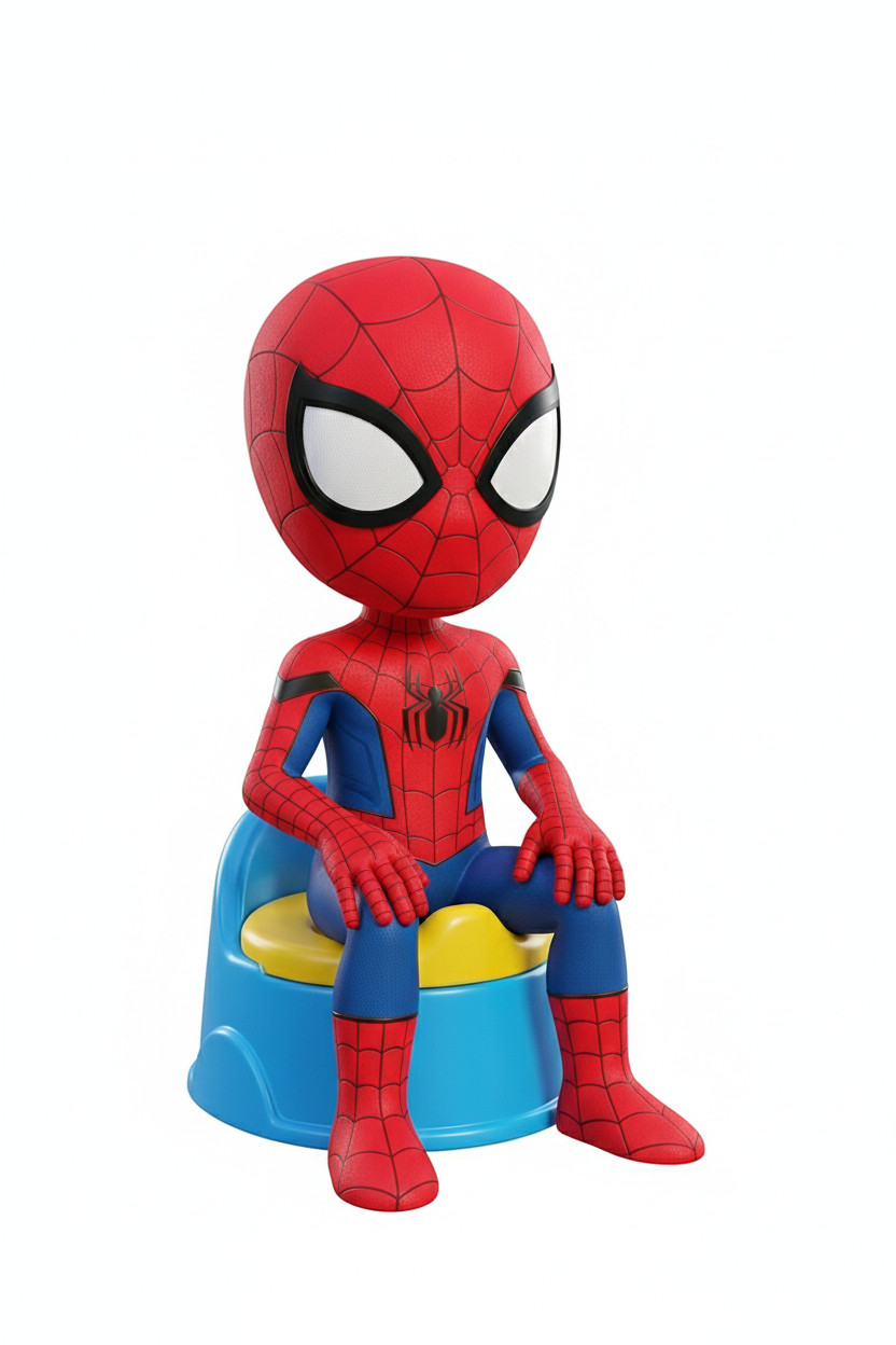 Spidey and amazing friends vinyl sticker, spiderman on toilet, kids potty, funny