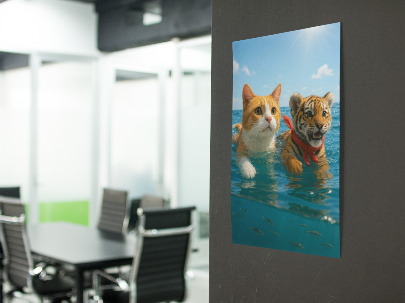Cats 3D Ocean Swimming Vivid Wall Vinyl Decal Poster (Removable Adhesive)