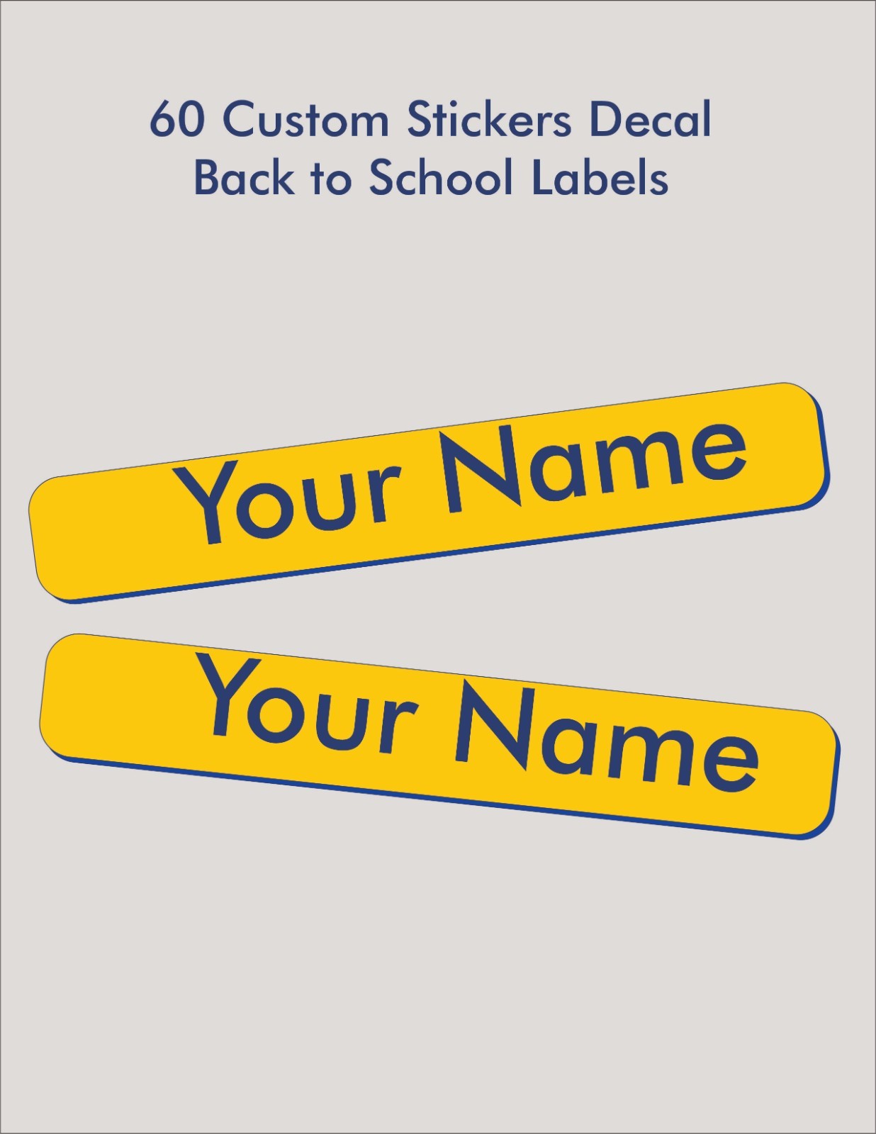 60 Custom Name Label Sticker Decal Back to School Water and Scratch Resistant