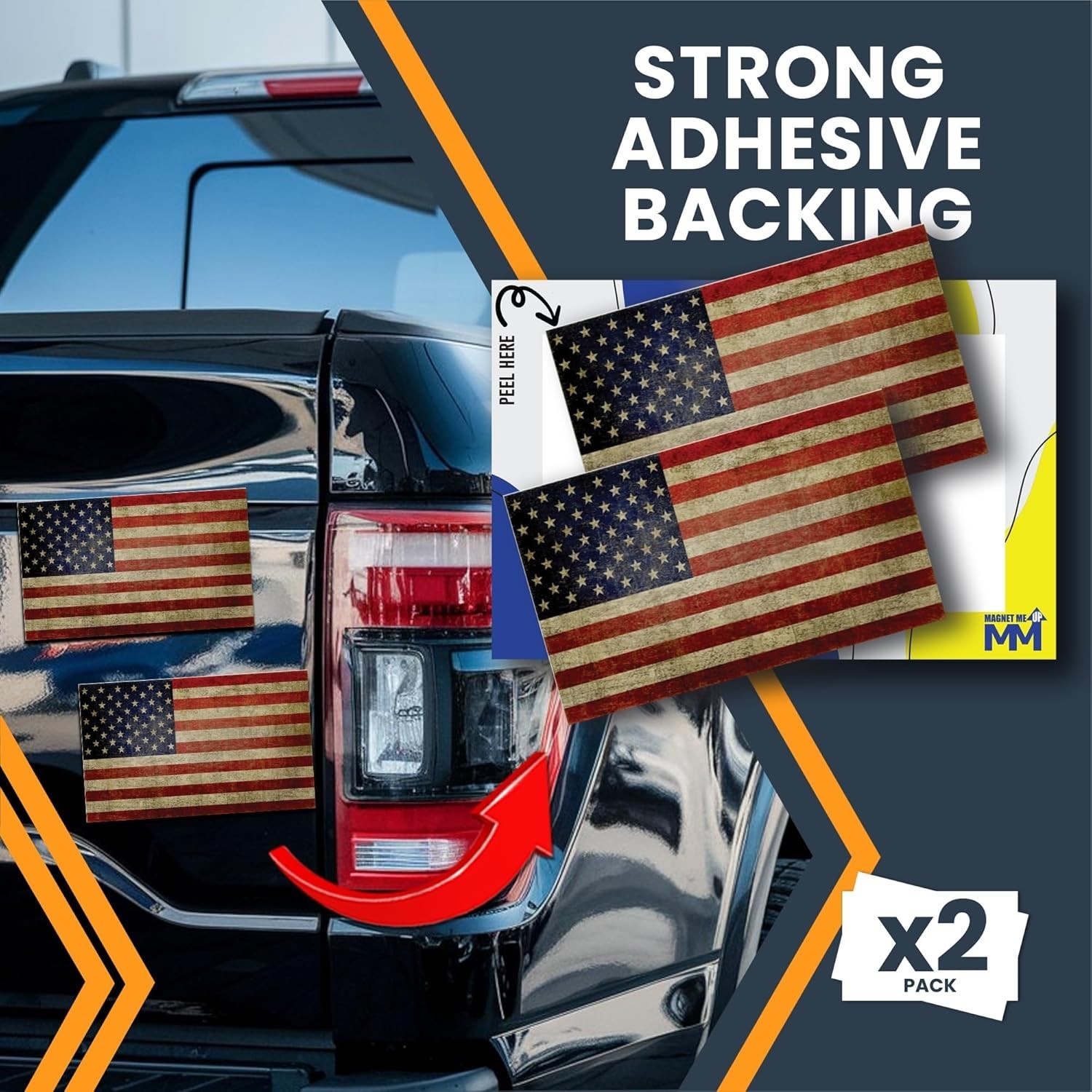 Weathered American Flag Stickers, 3×5 Inch, 2 Pack, American Flag Decals for …