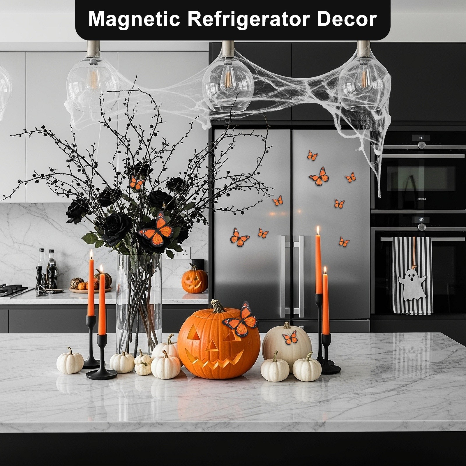 24 Pack Monarch Butterfly Decorations, 3D Wall Decor [Orange, 3.94»x3.15»]