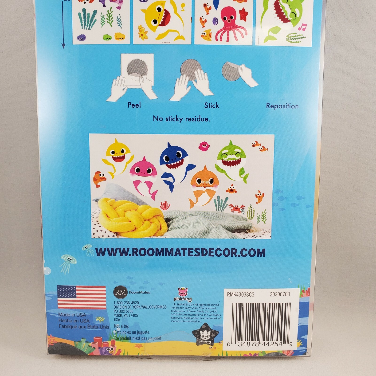RoomMates Pinkfong BABY SHARK 39 Wall Decals Removable & Repositionable
