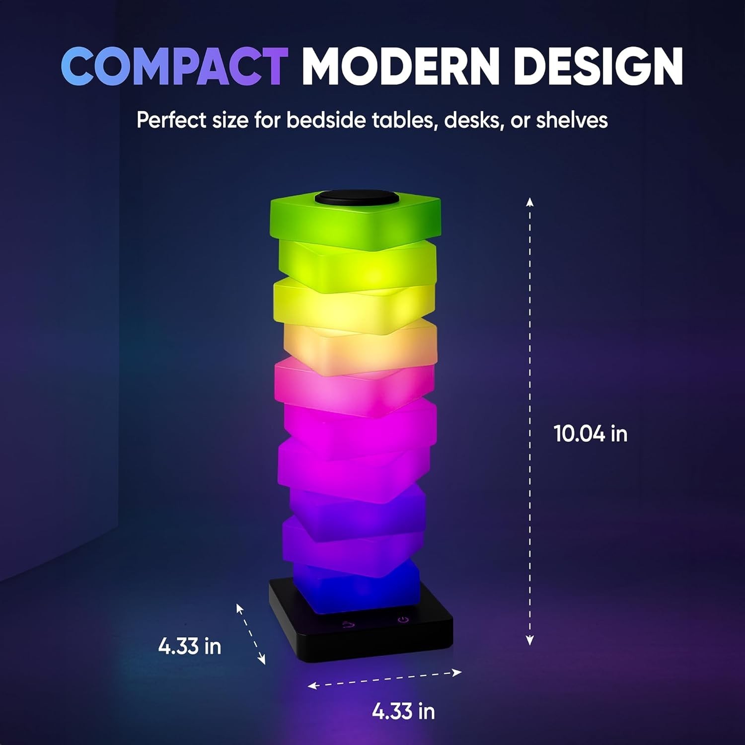 RGB Color Changing LED Night Light Stackable Touch Desk Lamp USB Powered