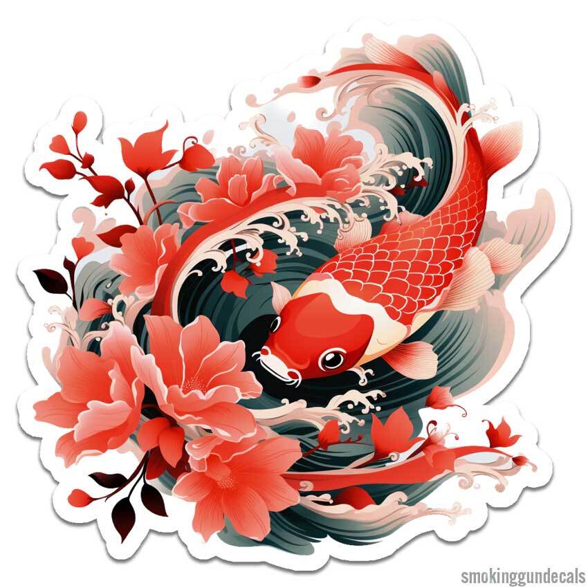 Japan Koi Fish, Vinyl Decal Sticker, Indoor Outdoor, 3 Sizes, #12580
