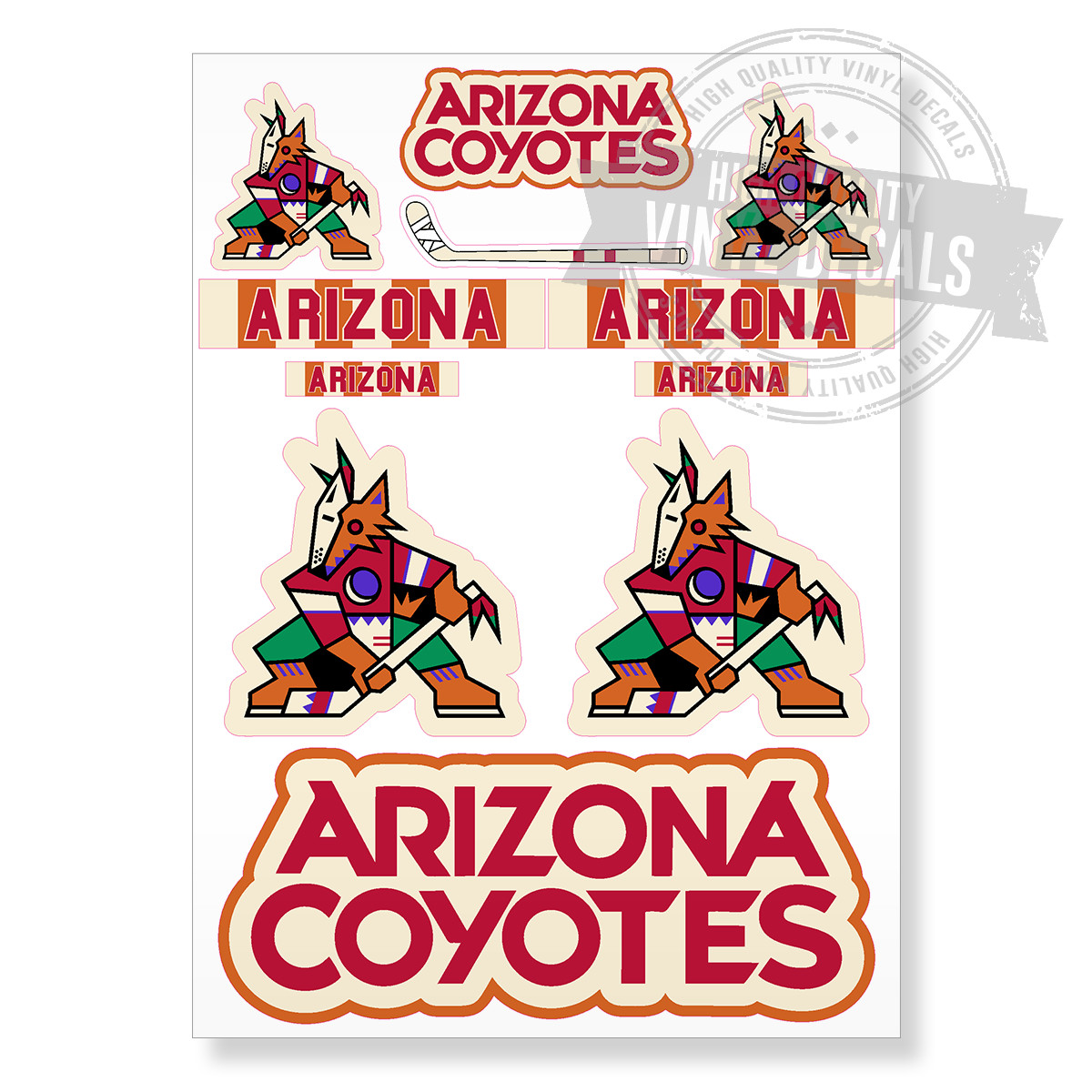 Arizona Coyotes NHL Hockey A4 High Quality Printed Vinyl Decal Sticker Kit New