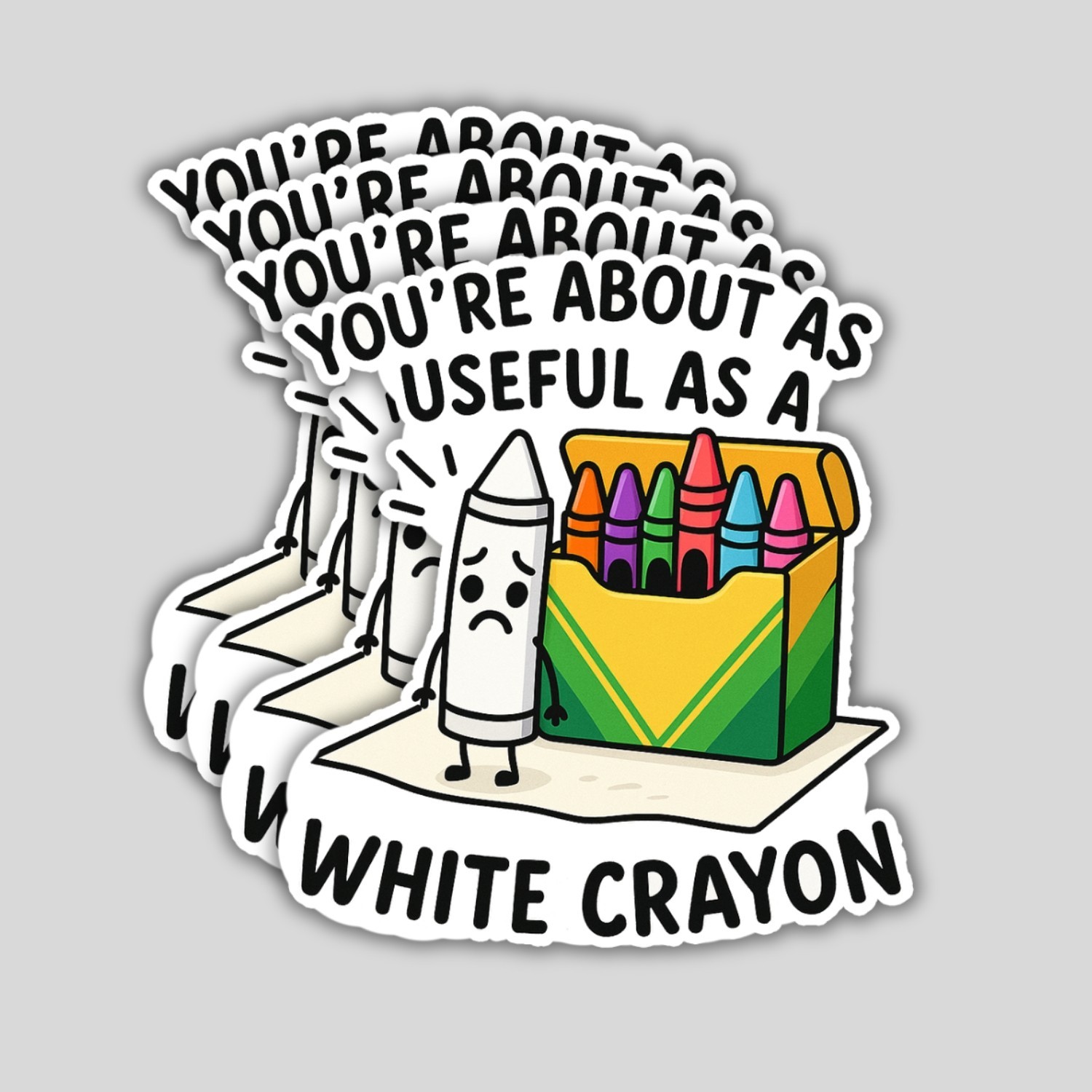 Sarcastic White Crayon Sticker 4-Pack: Waterproof Vinyl Decals