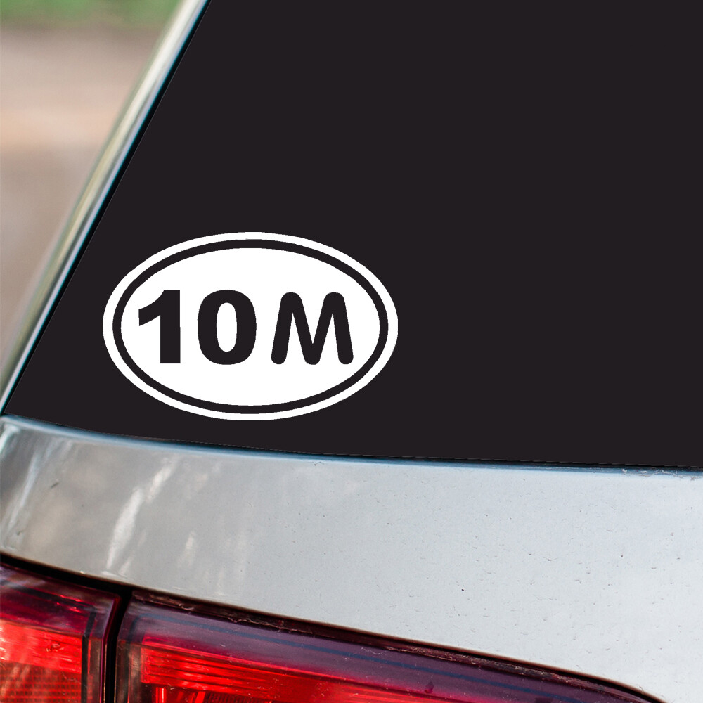 10M Sticker 10 miles Marathon oval euro Sticker All size Regular & Chrome Colors
