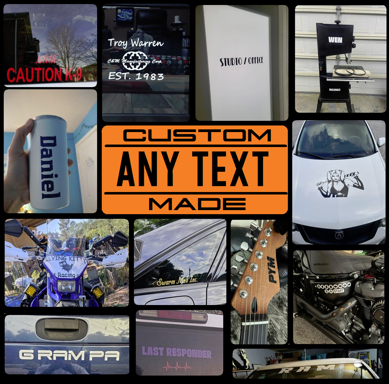 Custom Text Vinyl Lettering Sticker Decal Personalized -ANY TEXT – ANY NAME – [D