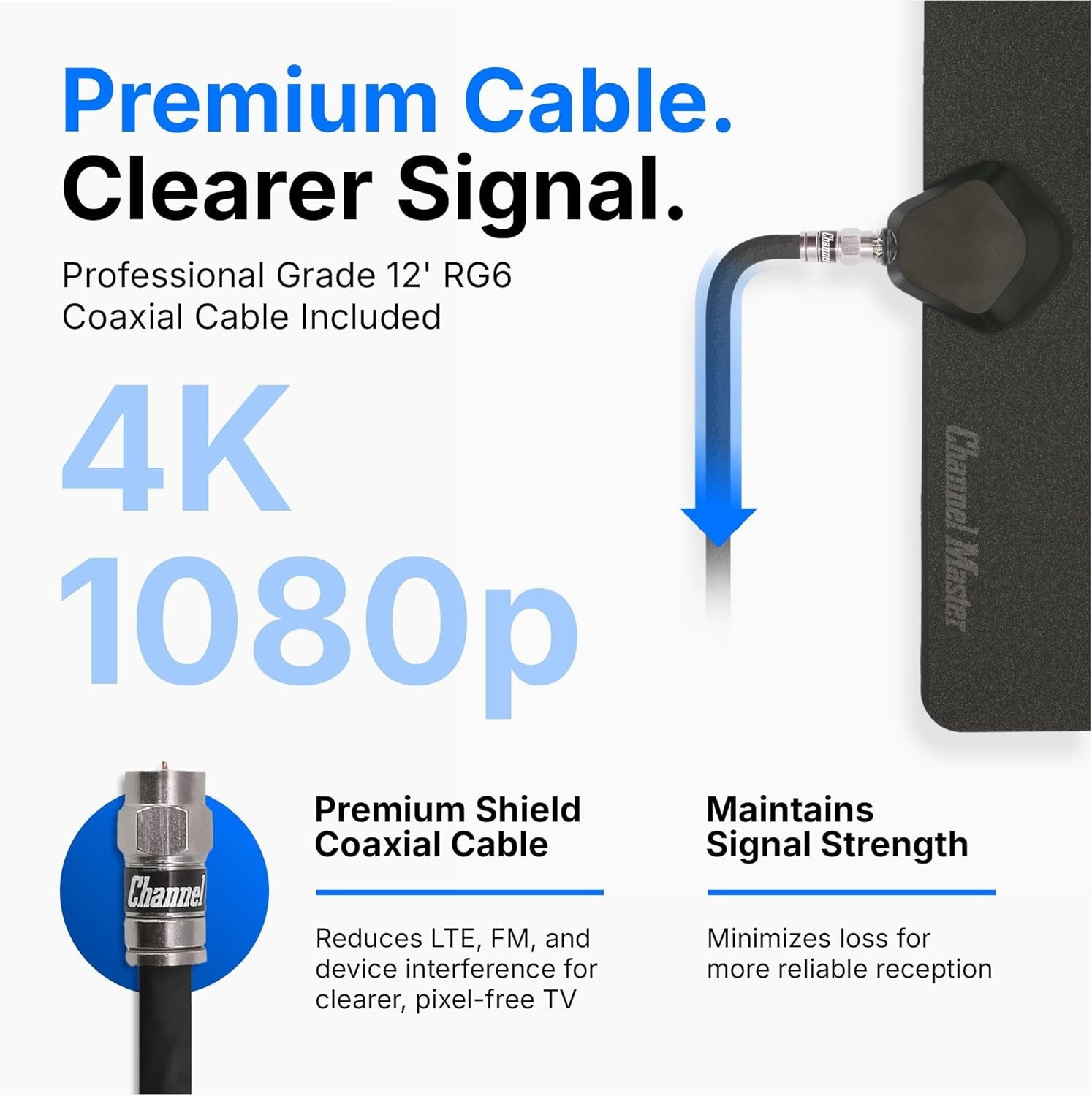 Channel Master FLATenna – Indoor Digital HDTV Antenna, 12′ Coaxial Cable, Sup…