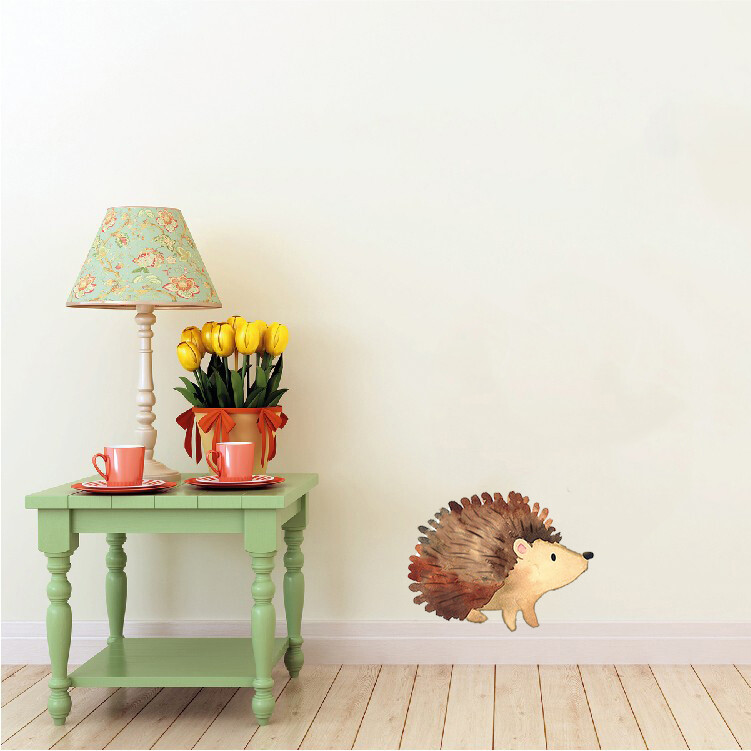 Woodland Creatures: Hedgehog Wall Decal – 5.5″ tall x 7″ wide – Peel and Stick