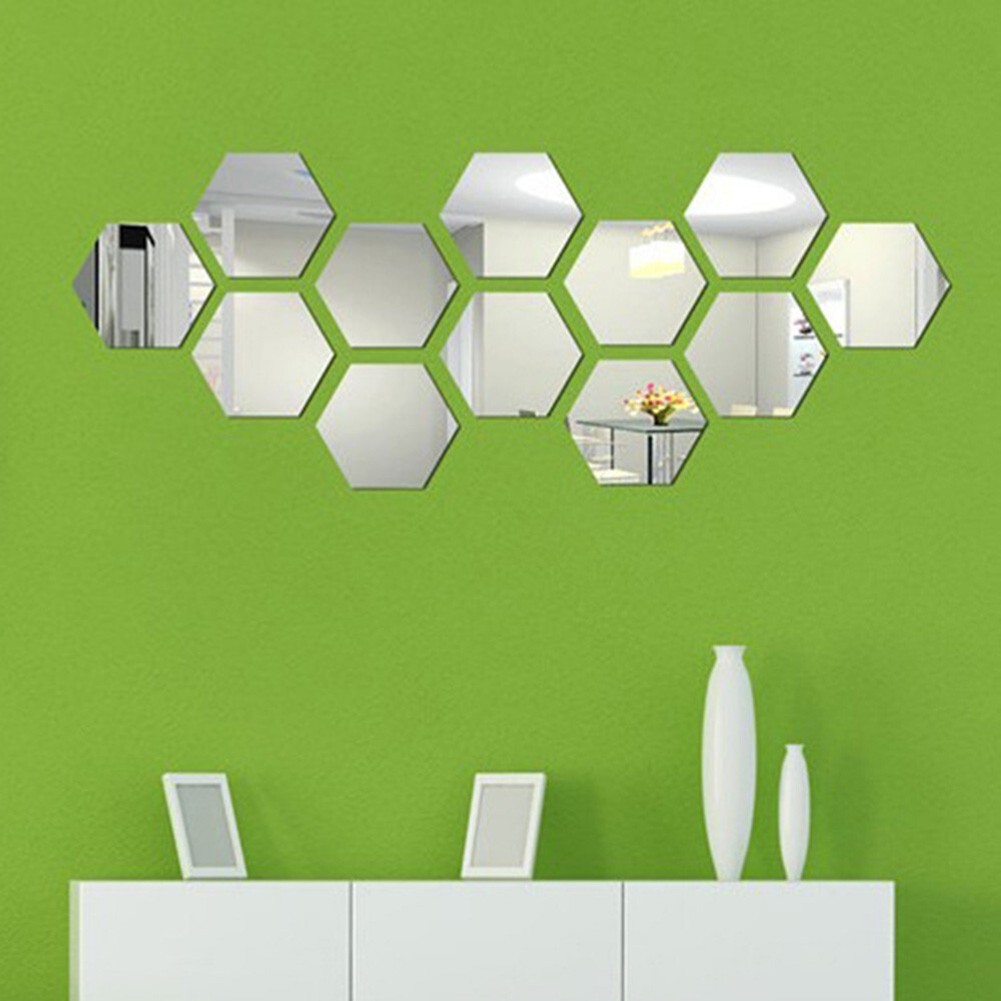 Modern 24pcs Golden Hexagonal Mirror Stickers Easy to Apply for a Chic Look
