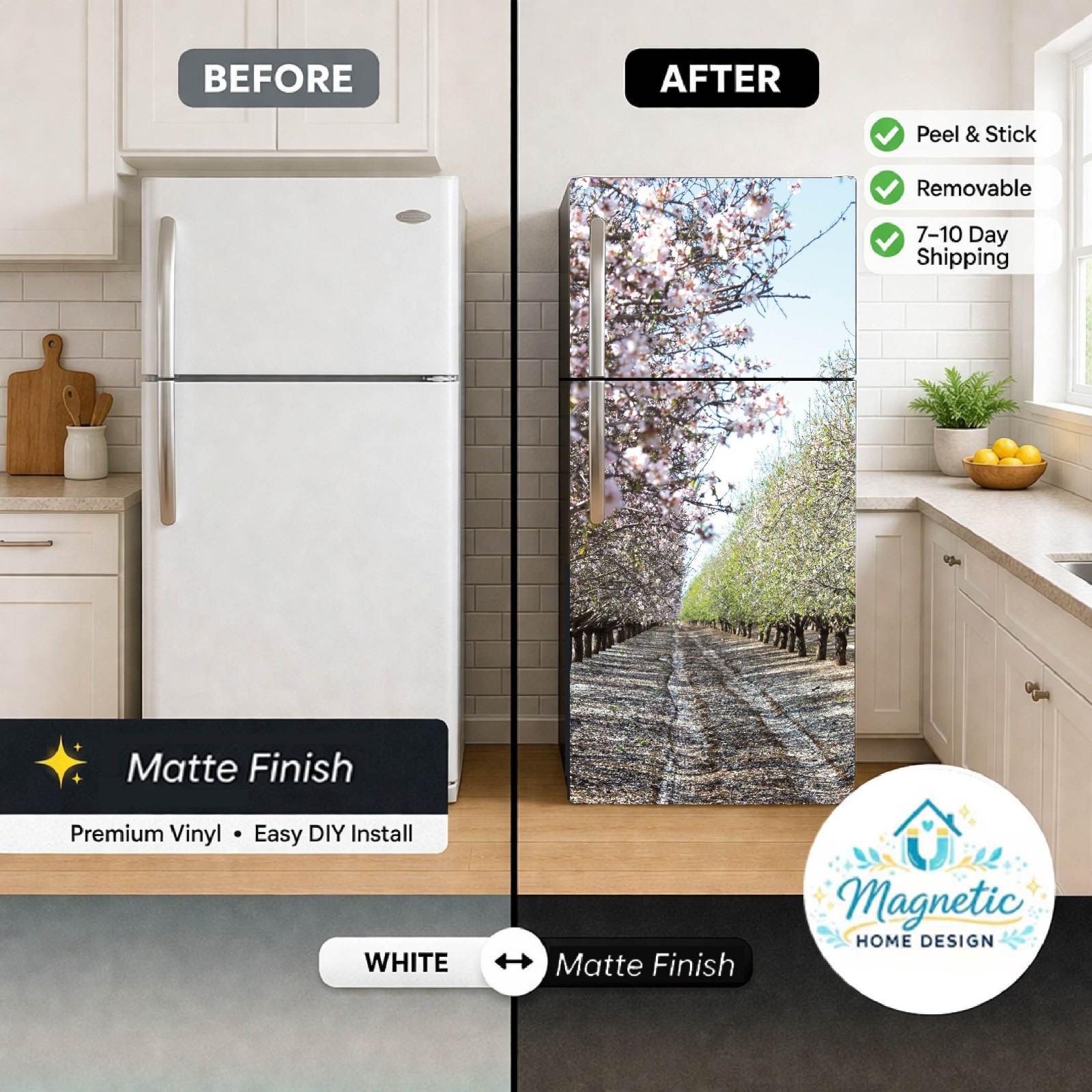 Refrigerator Wrap Vinyl Peel and Stick Appliance Cover