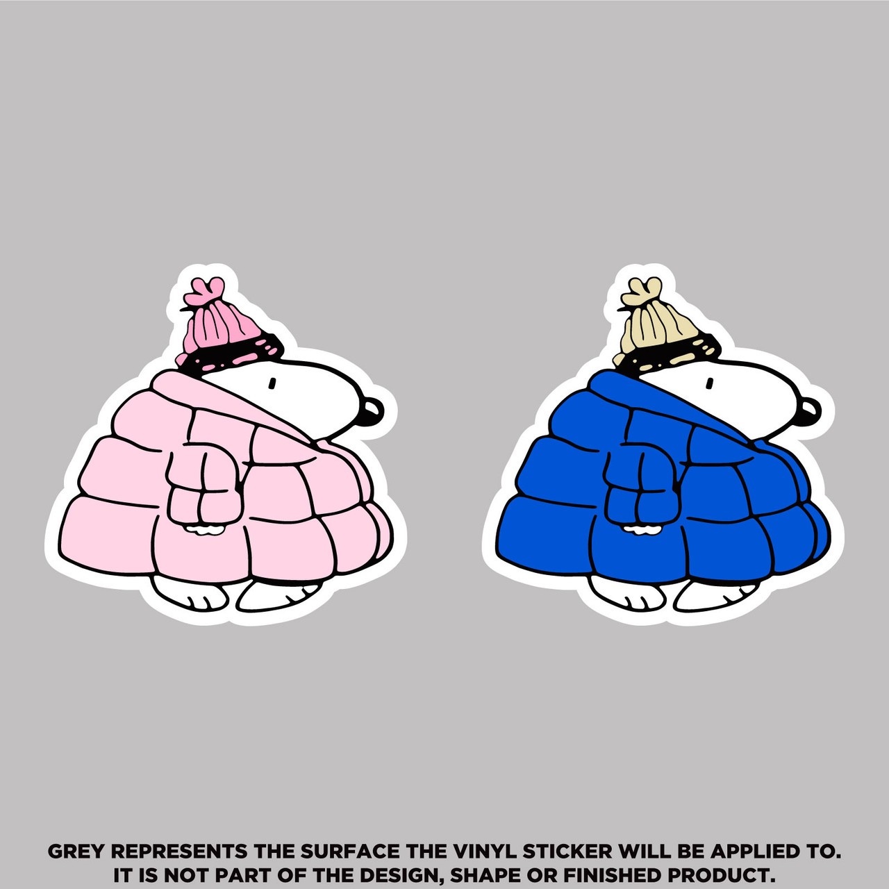 Pink & Blue Snoopy Puffer Stickers – Waterproof Vinyl Decals for Laptop, Phone