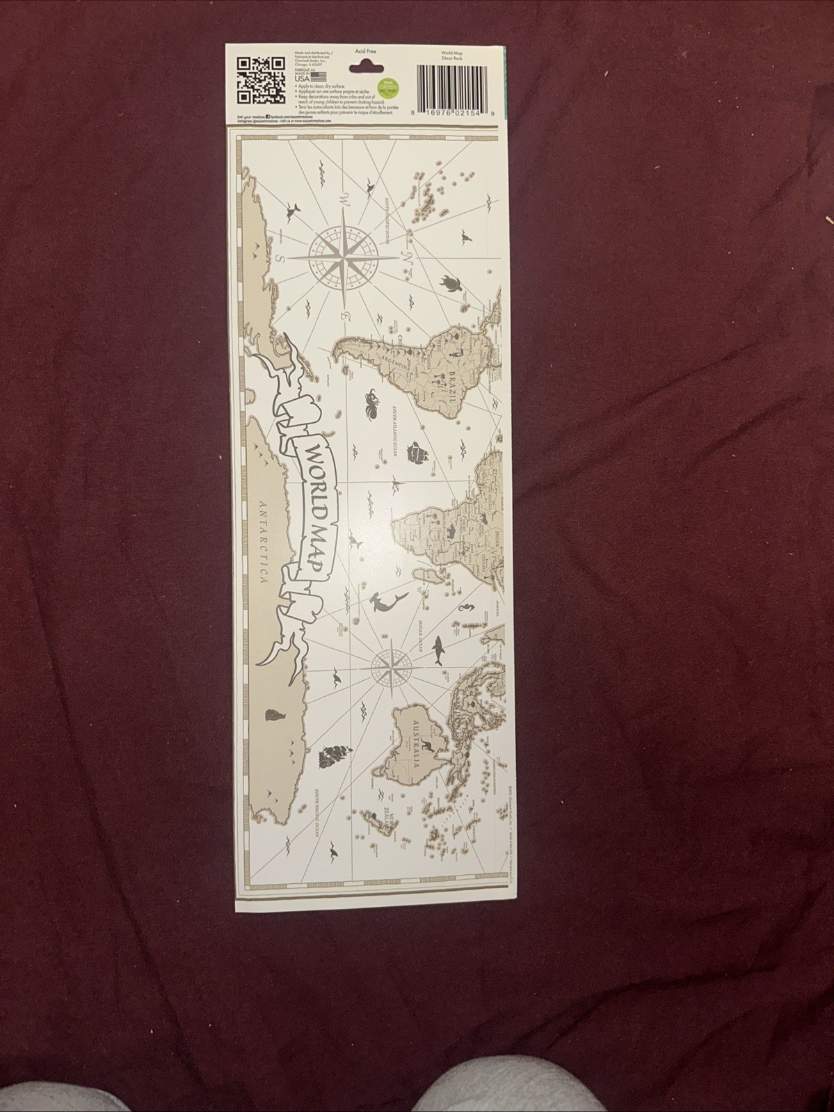 «World Map» Jumbo Removable Sticker-Main Street Wall Creations~New