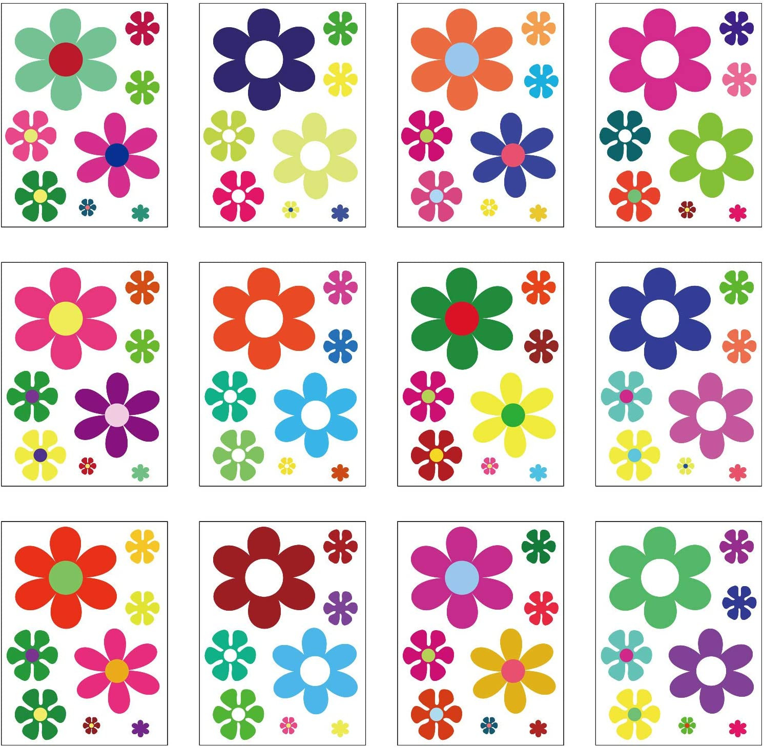 12 Sheets Flower Car Decals Daisy Stickers Flower Car Sticker Self Adhesive Viny