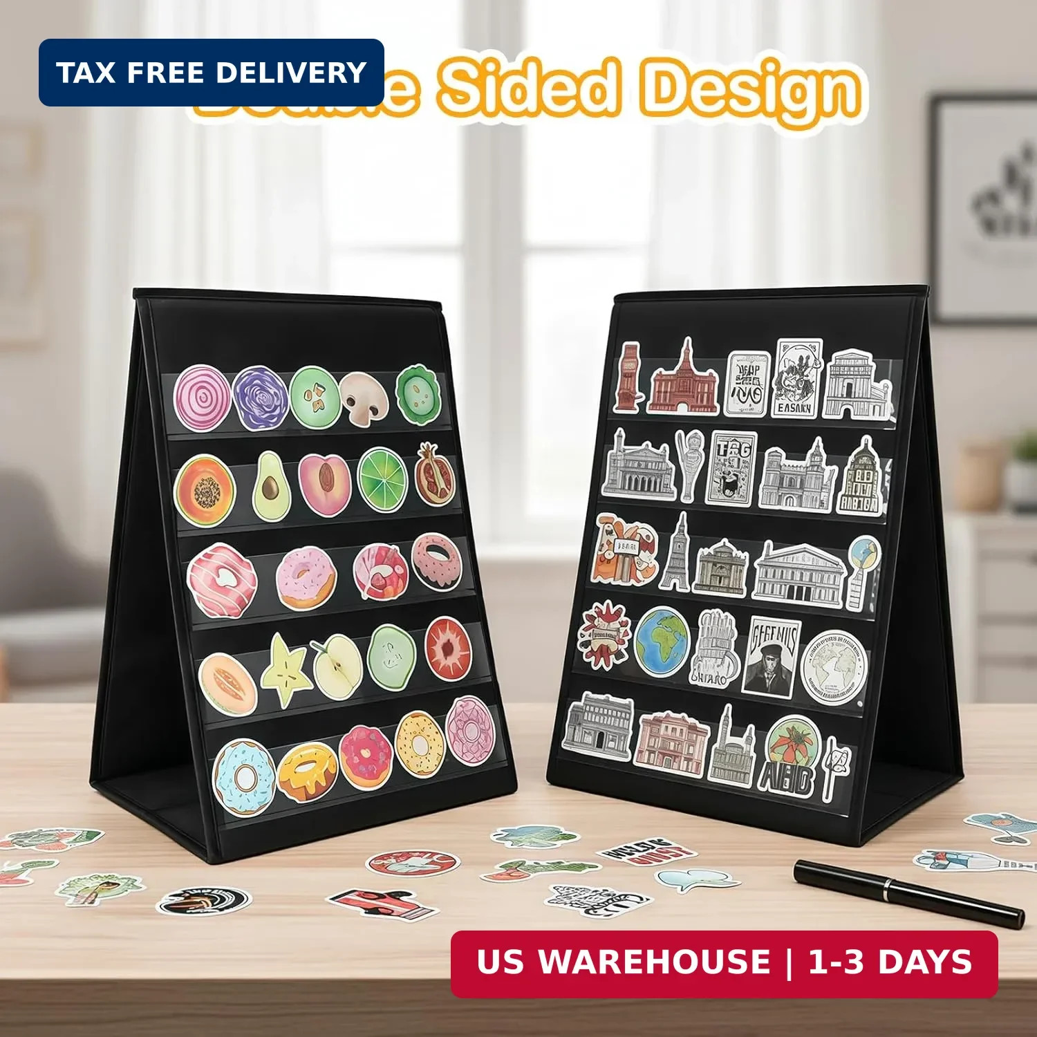 5 Tier Sticker Display Stand, 2-Sided Portable Sticker Display for Vendor Events