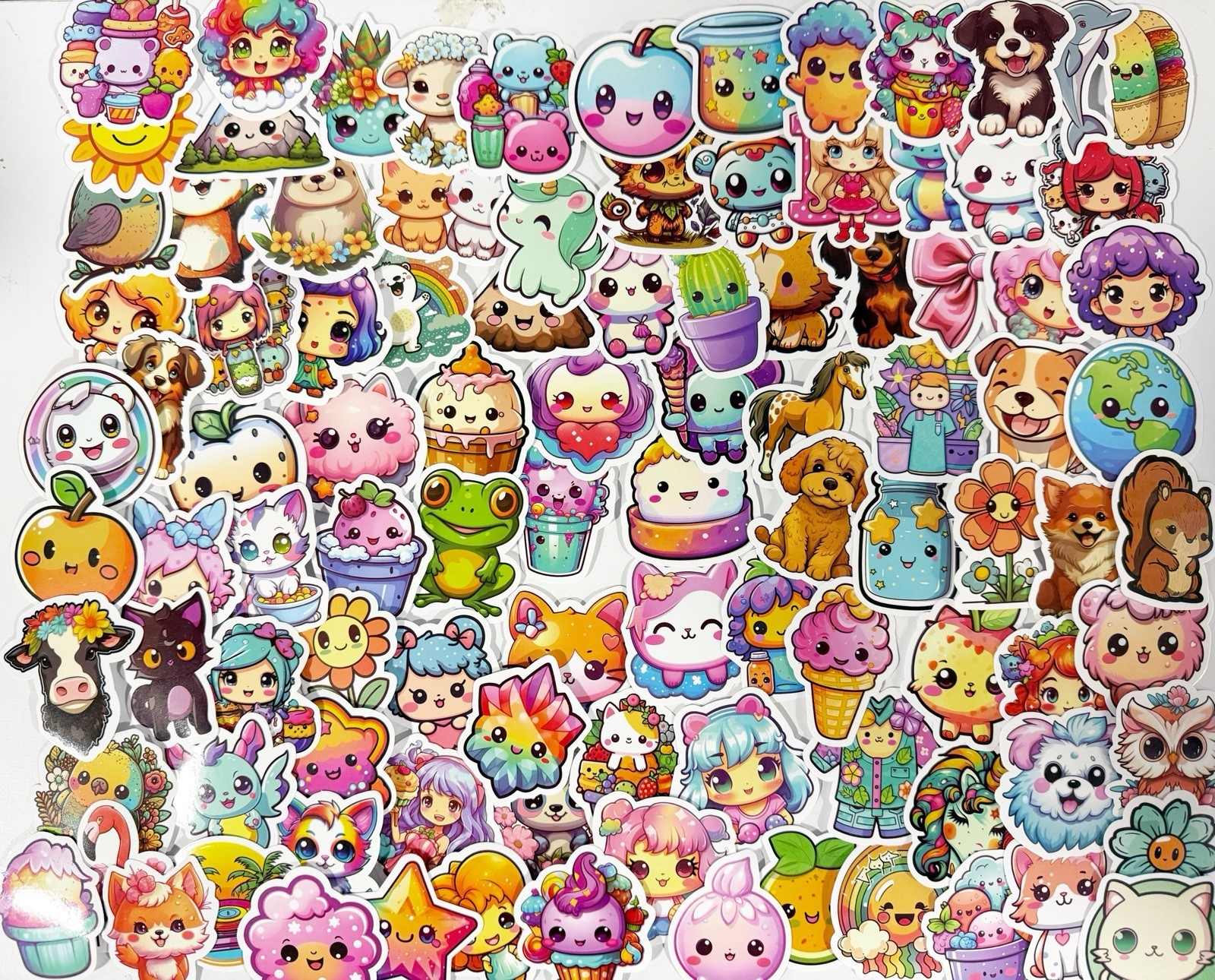 100PCS Cute Waterproof Vinyl Stickers, Kawaii Cartoon Stickers for Kids, Animals