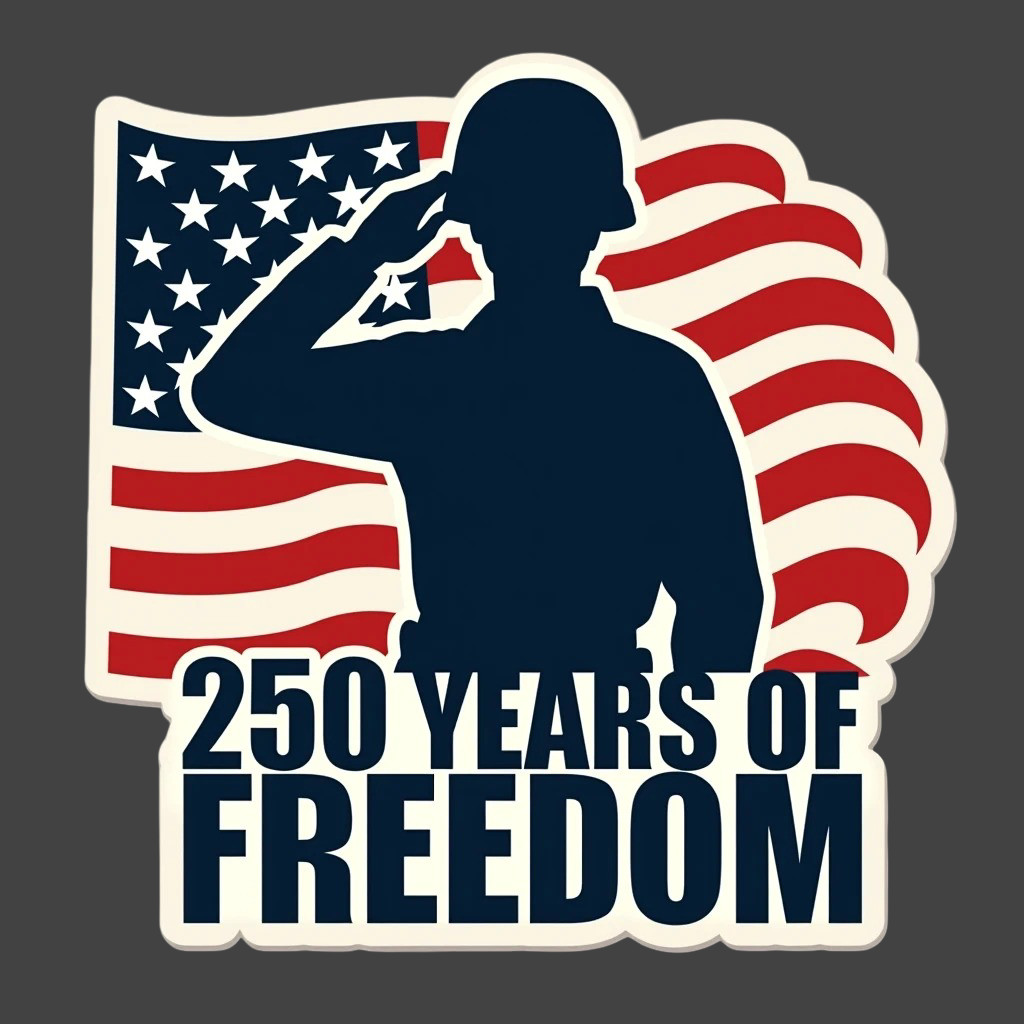 Americana Sticker Vinyl Decal 250 Years of Freedom Soldier Patriotic USA