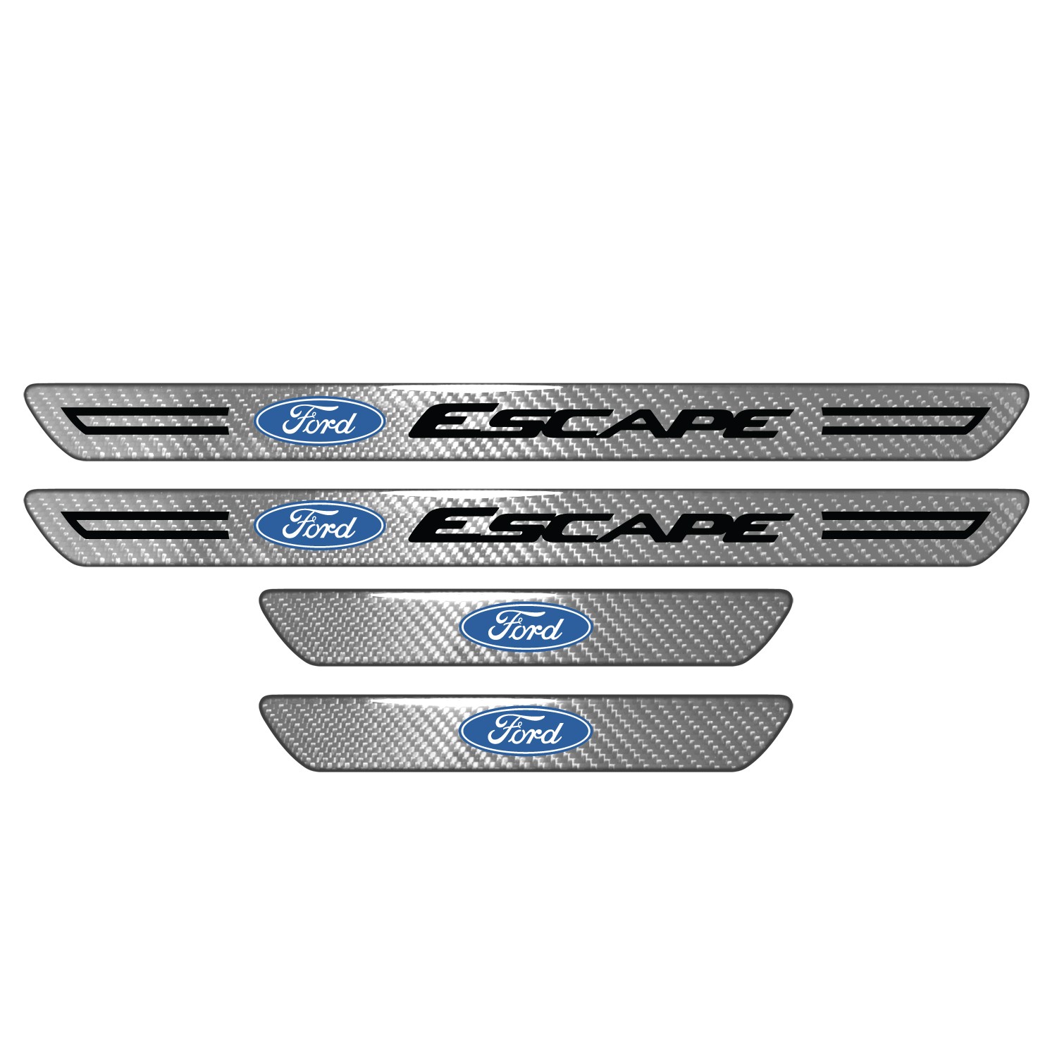 Ford Escape Silver Carbon Fiber Universal Door Sill Protector Kick Plates